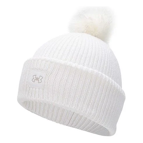 (WMNS) Under Armour ColdGear Infrared Halftime Ribbed Pom Beanie 'White' 1373098-100 - 1