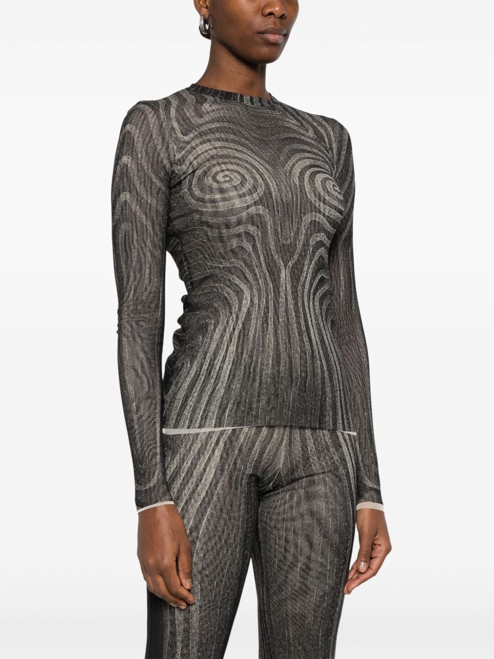 spiral-print mesh top - 3