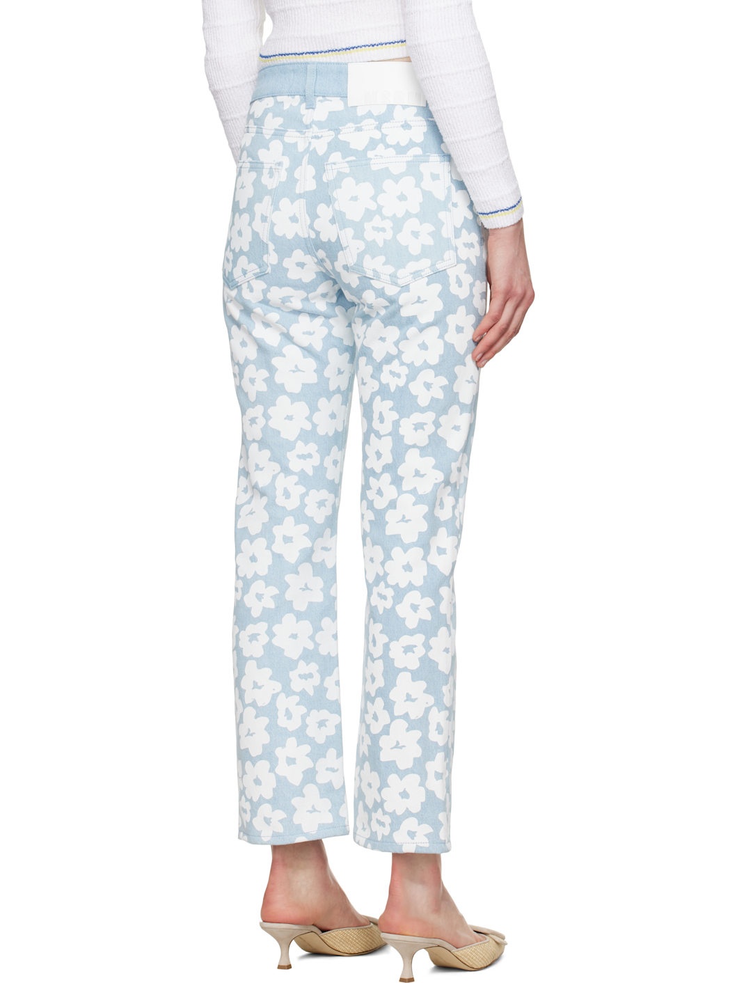 Blue Printed Jeans - 3