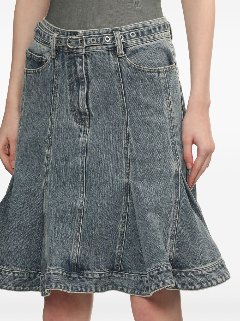 belted denim skirt - 5