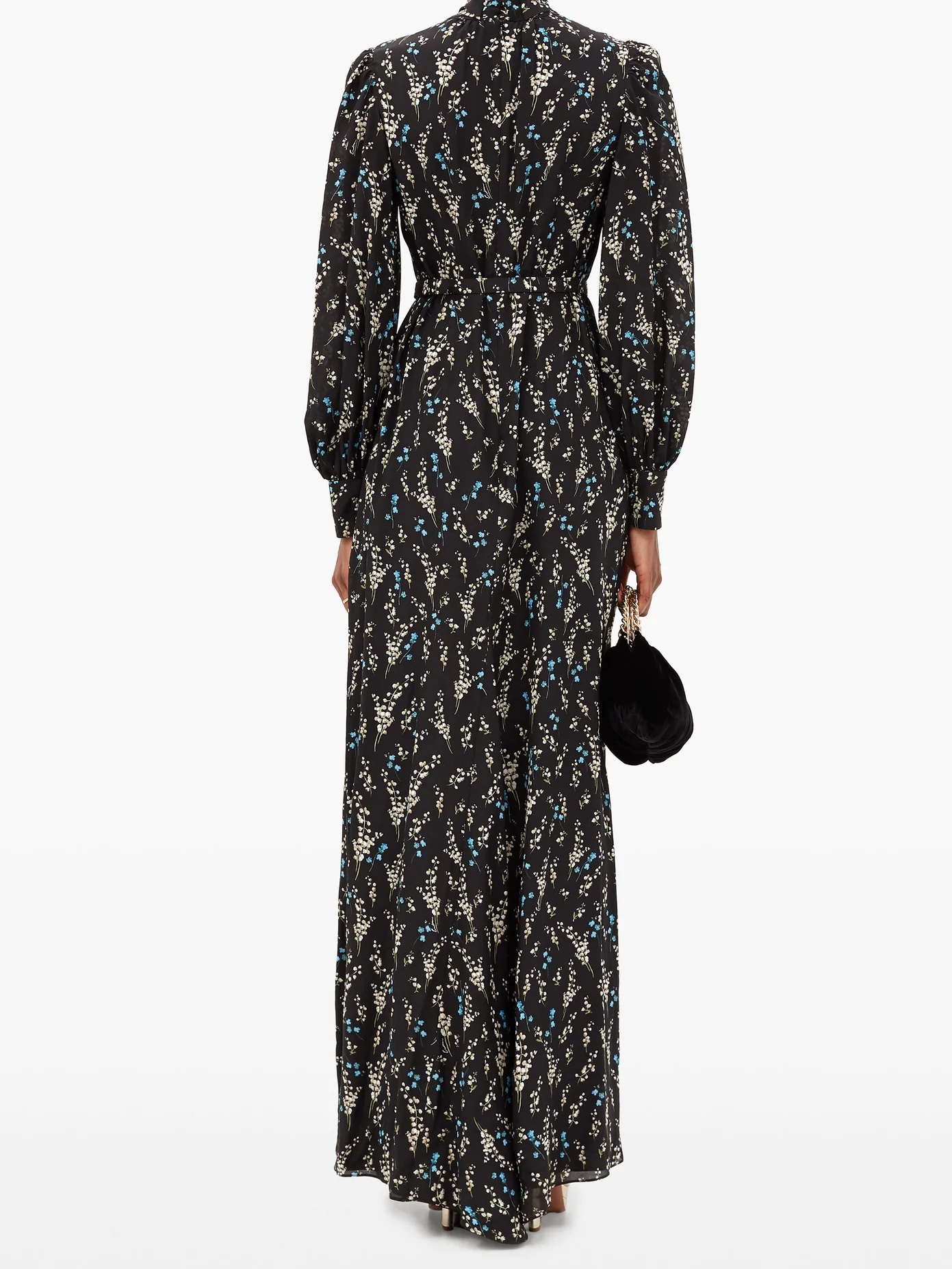 Aura Willow Ditsy-print belted silk gown - 5