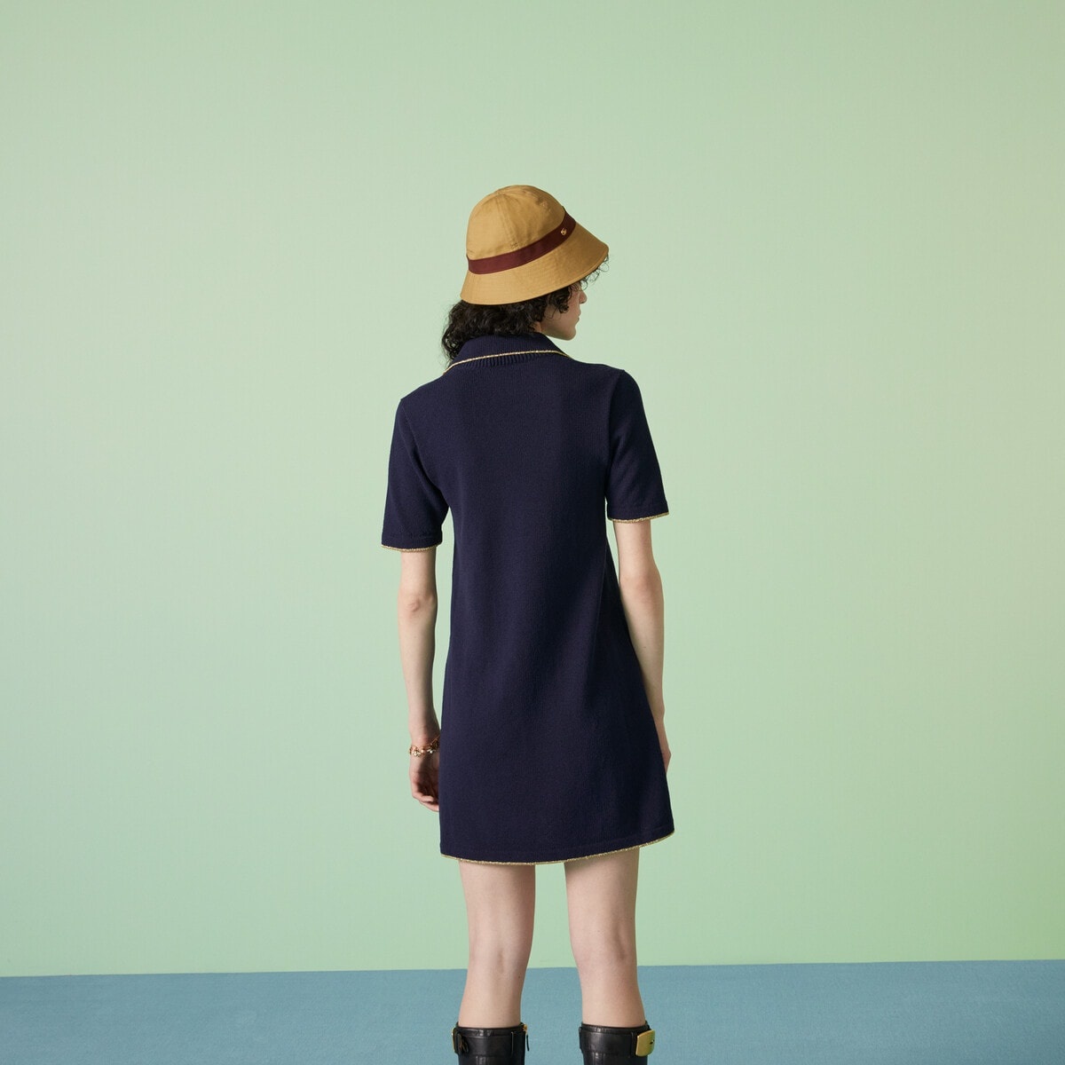 Knit cotton blend polo dress - 6