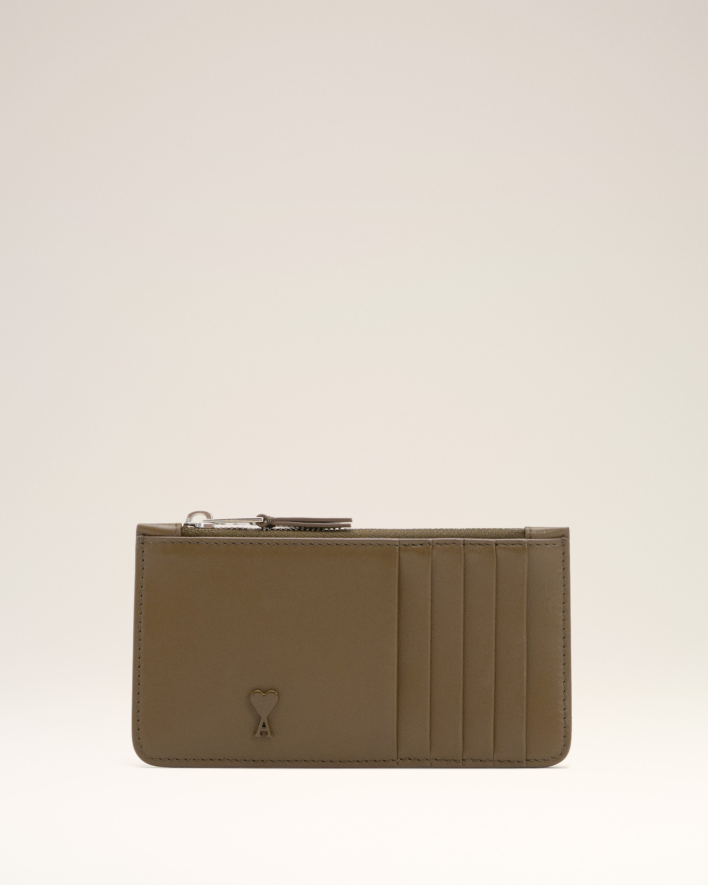 GREEN SMOOTH LEATHER AMI DE COEUR ZIPPED CARD HOLDER - 1