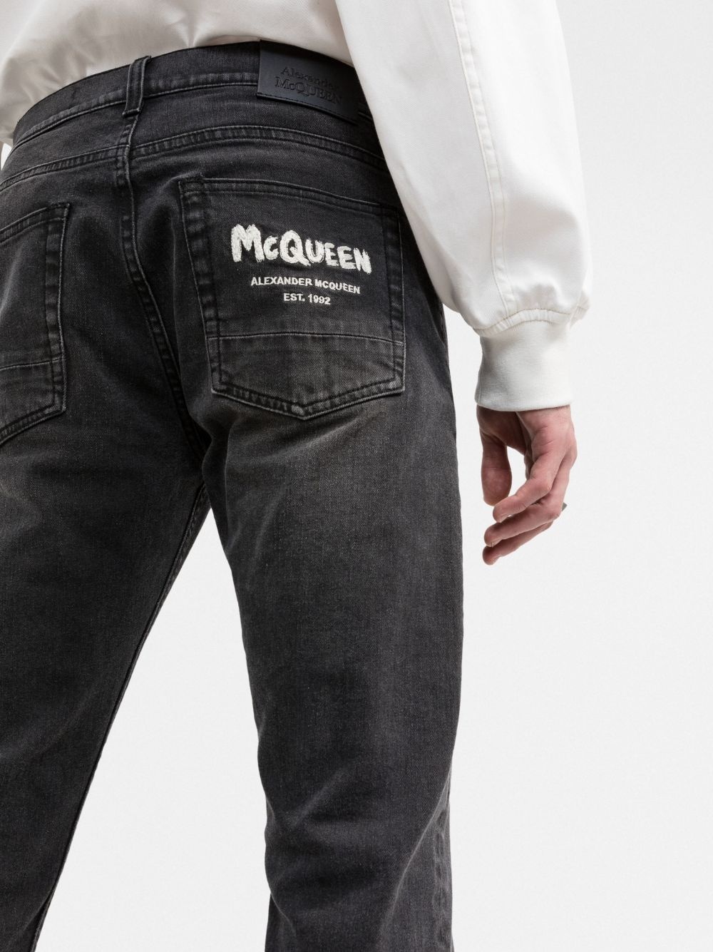 logo-embroidered skinny jeans - 7