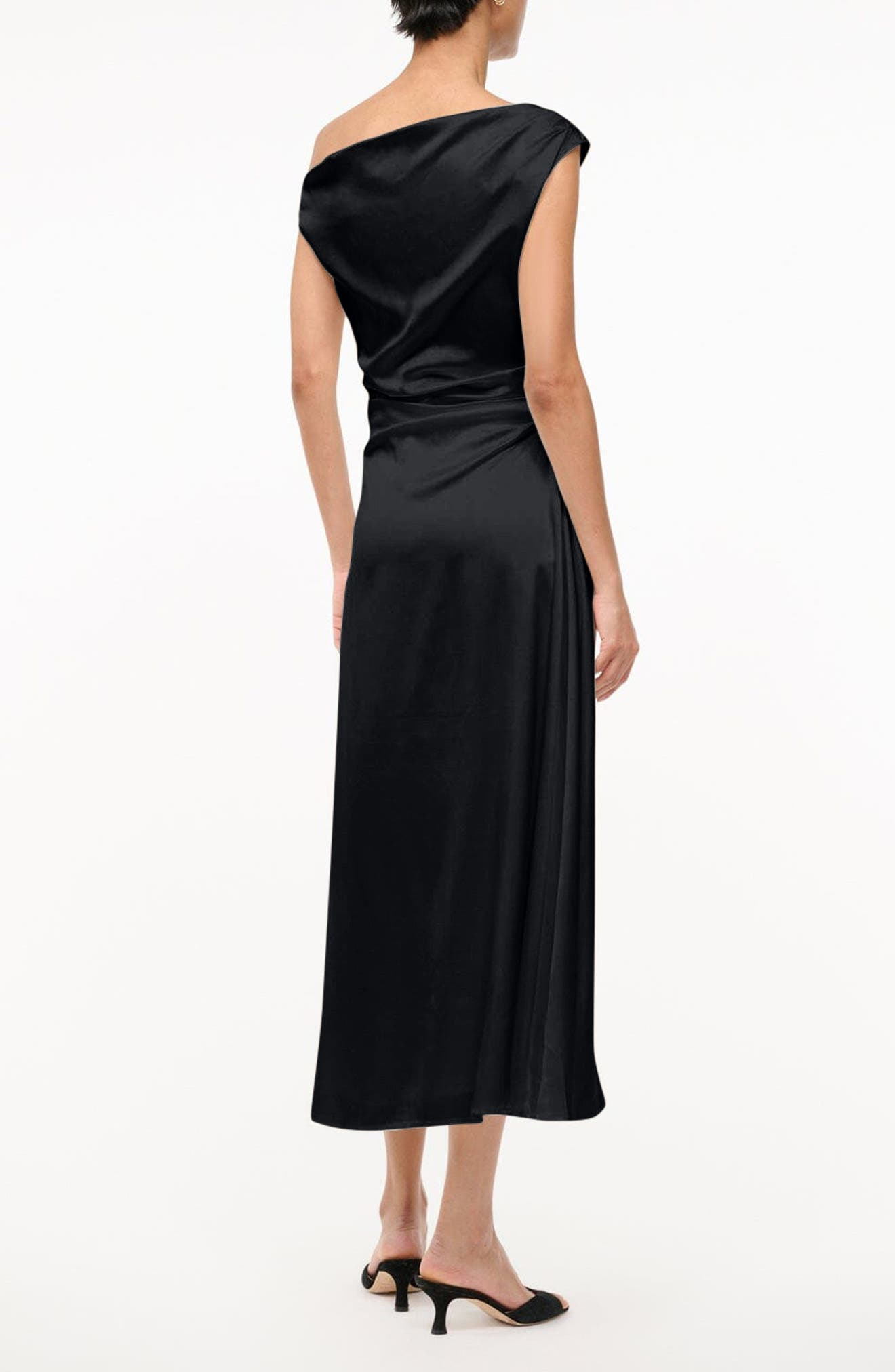 STAUD Phare Stretch Silk One-Shoulder Dress in Black at Nordstrom - 2