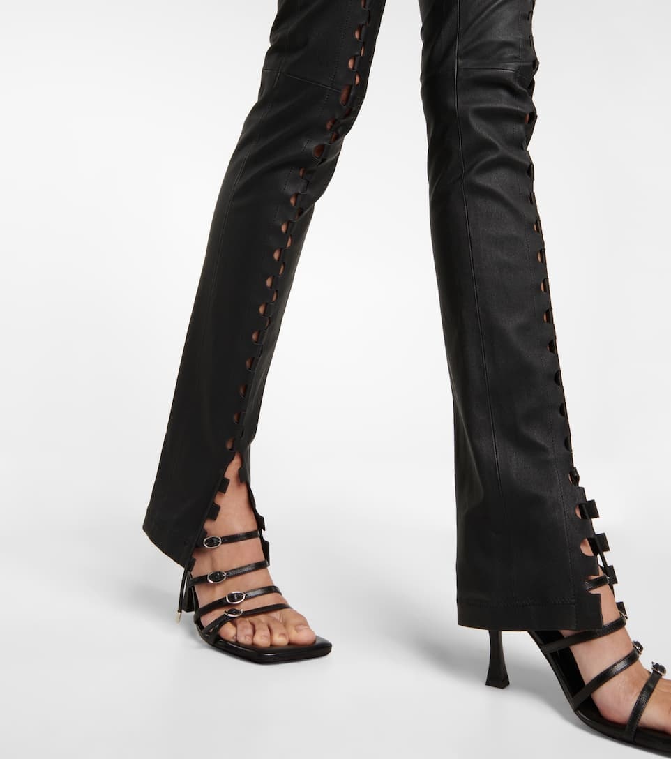 Hinge-seam leather pants - 5