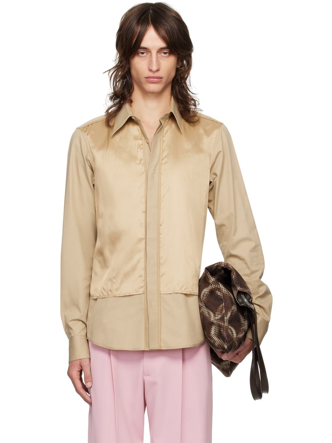 Beige Cotton & Silk Shirt - 1