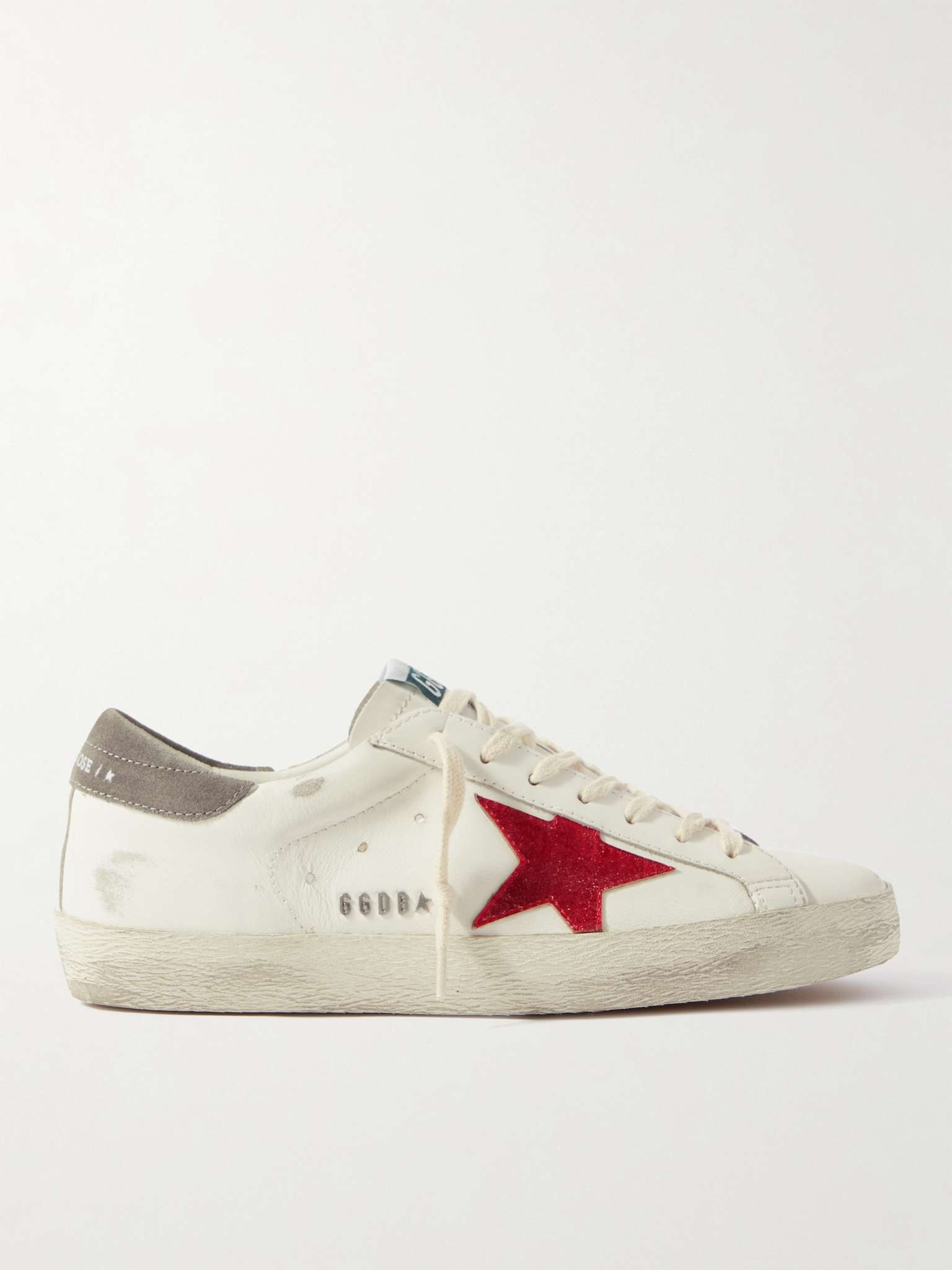 Superstar Distressed Leather and Suede Sneakers - 1