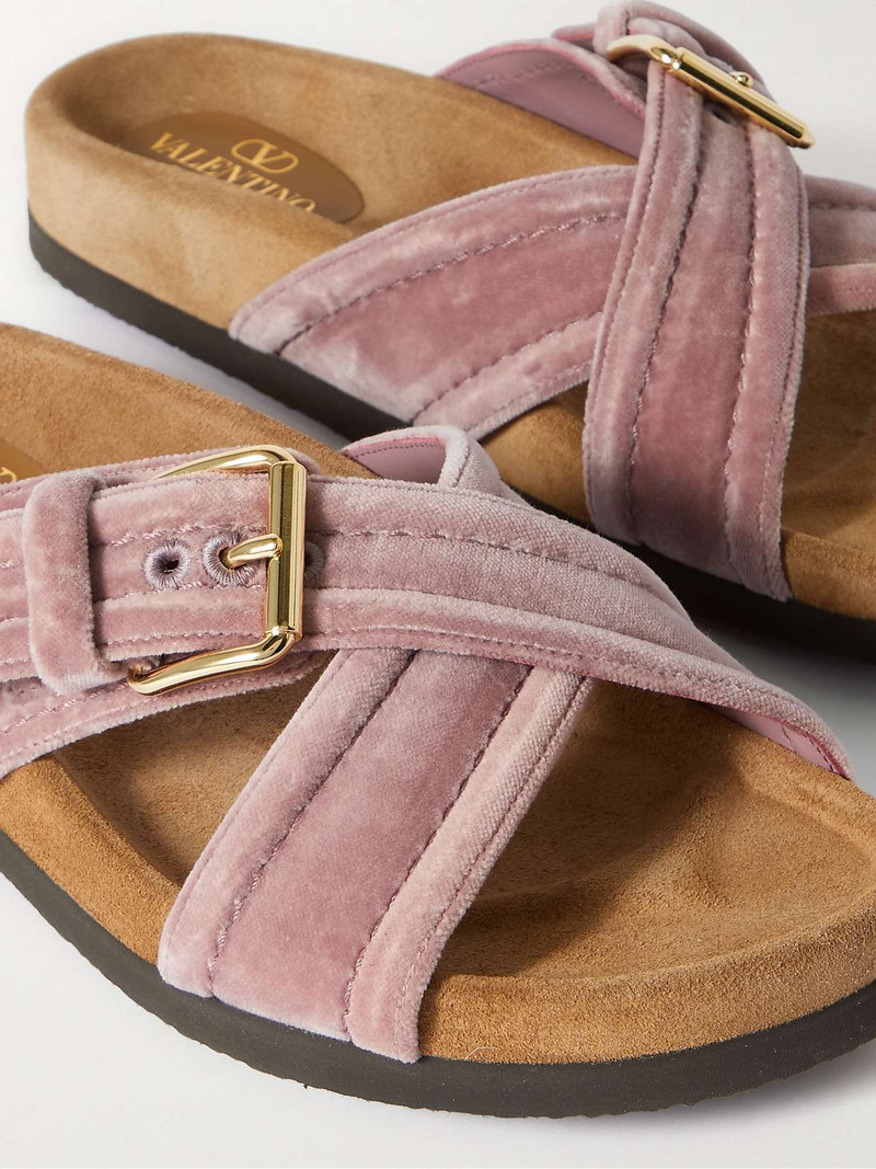 Buckled velvet slides 4