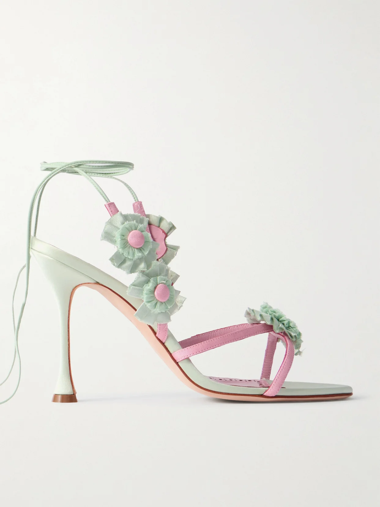Palissot Leather-trimmed Appliquéd Grosgrain And Satin Sandals - 1