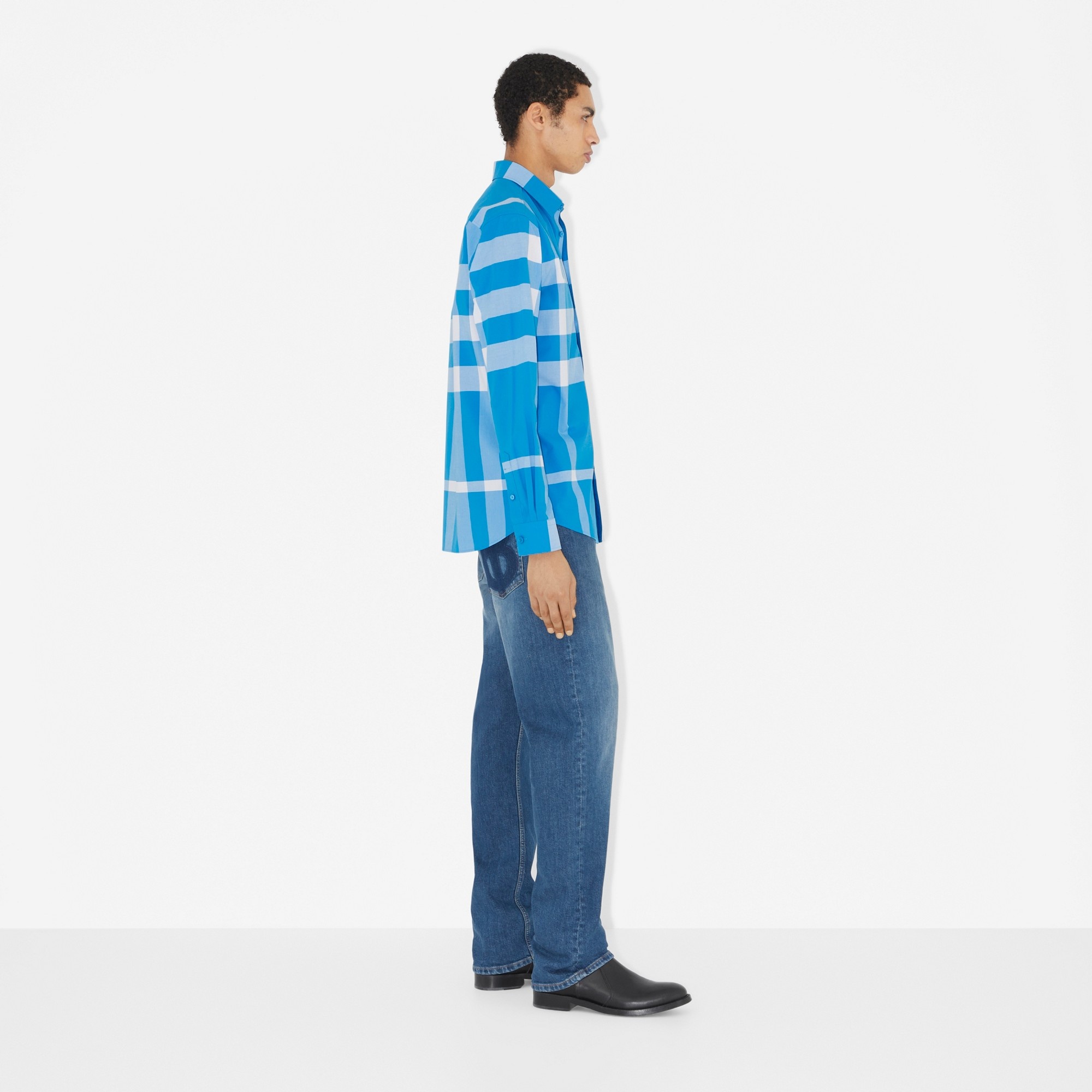 Check Stretch Cotton Poplin Shirt - 3