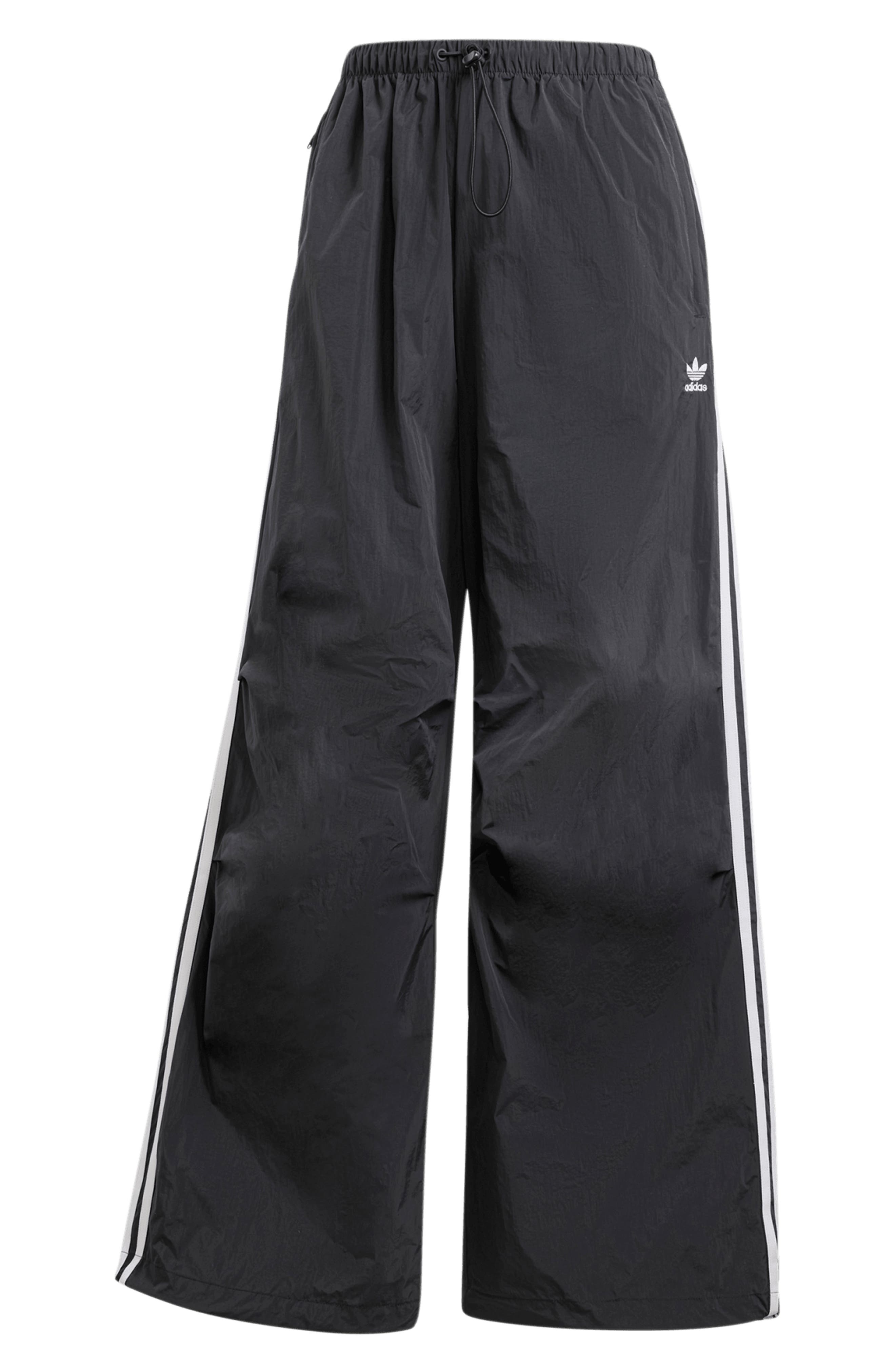 adidas Adicolor Lifestyle 3-Stripes Wide Leg Woven Pants in Black at Nordstrom - 4