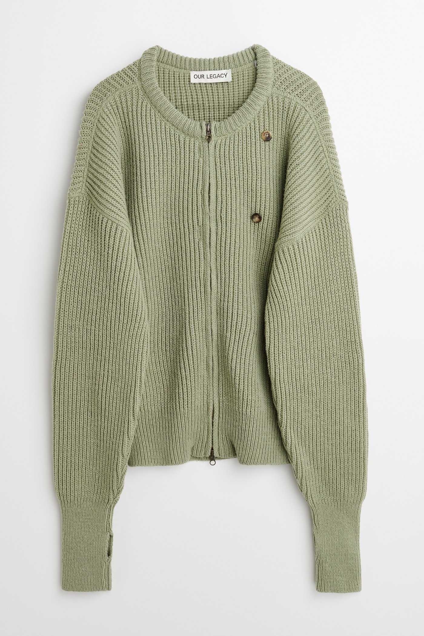 Our Legacy Zip Wrap Cardigan Refined Green Quotidian Wool | REVERSIBLE