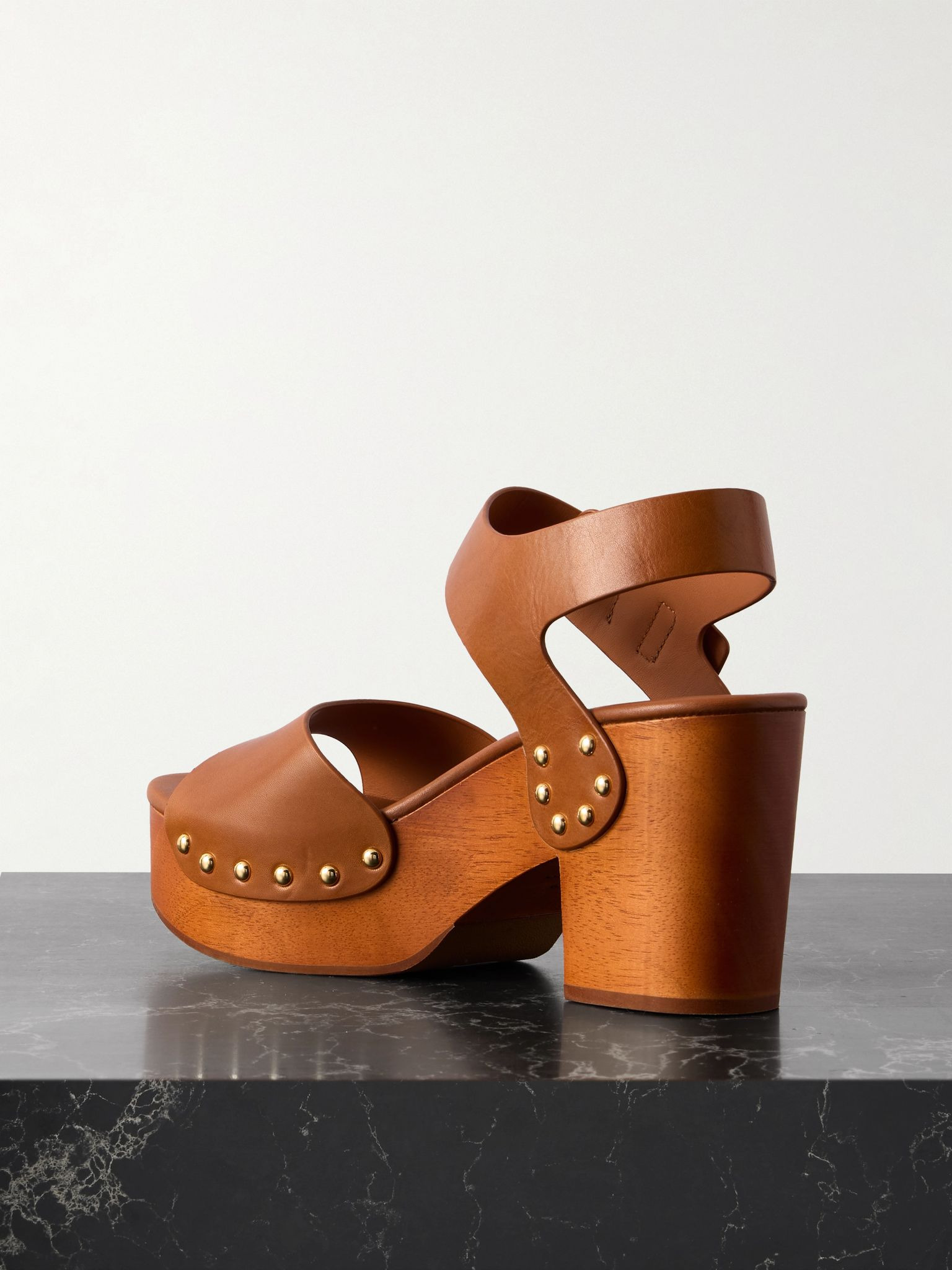 Jeannette leather platform sandals Tan - 3