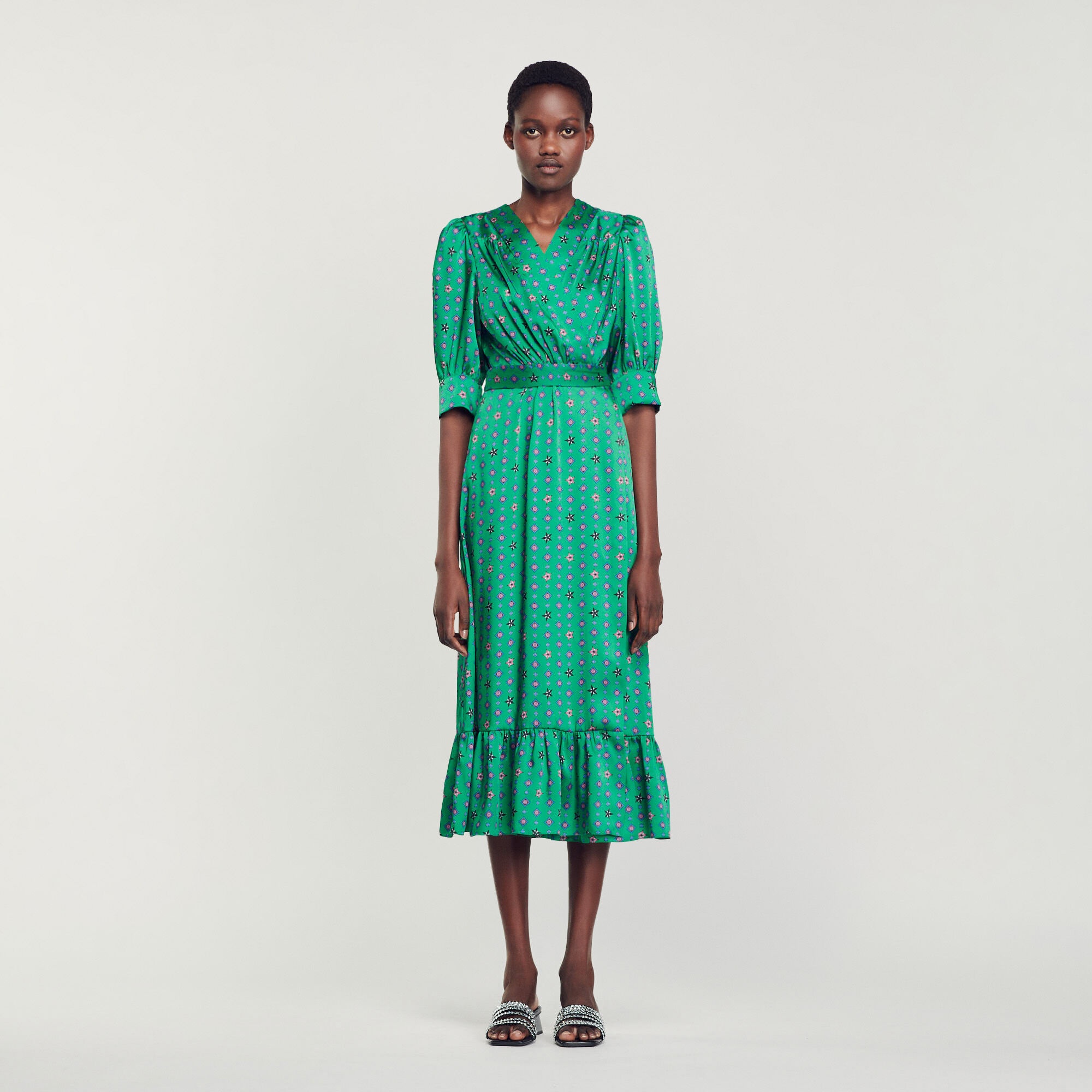 PRINTED SATIN DRESS - 3