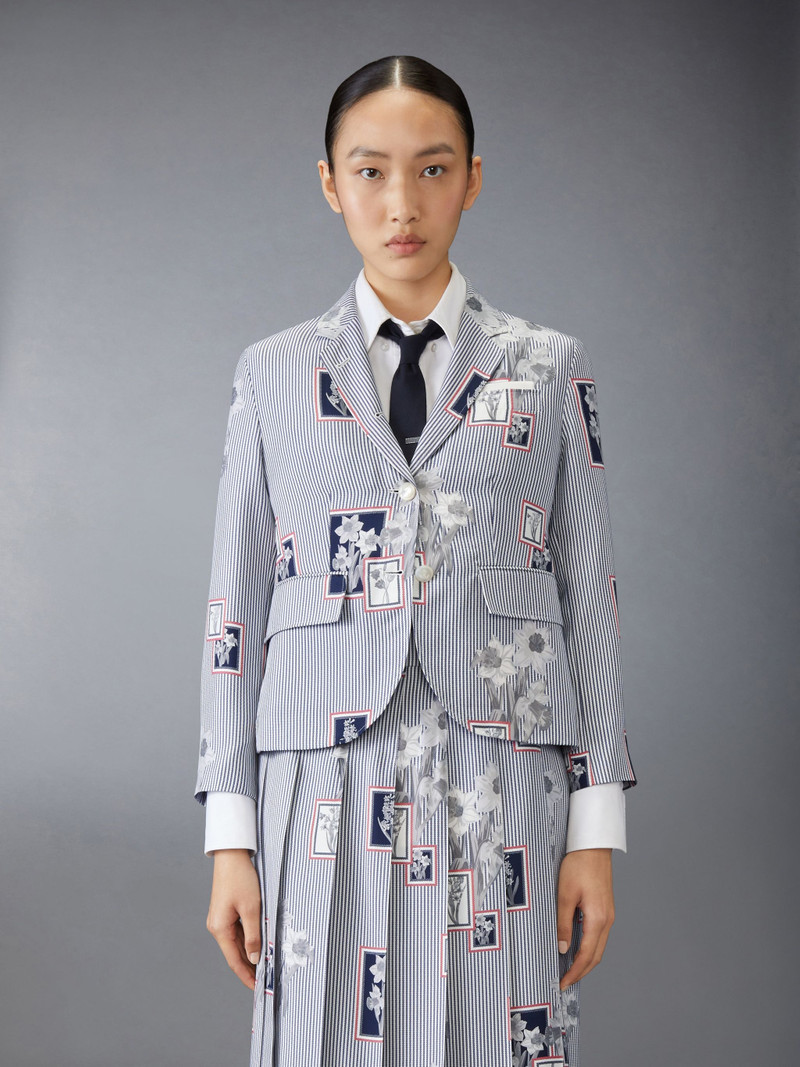 Silk Twill Framed Floral High Armhole Sportcoat - 1