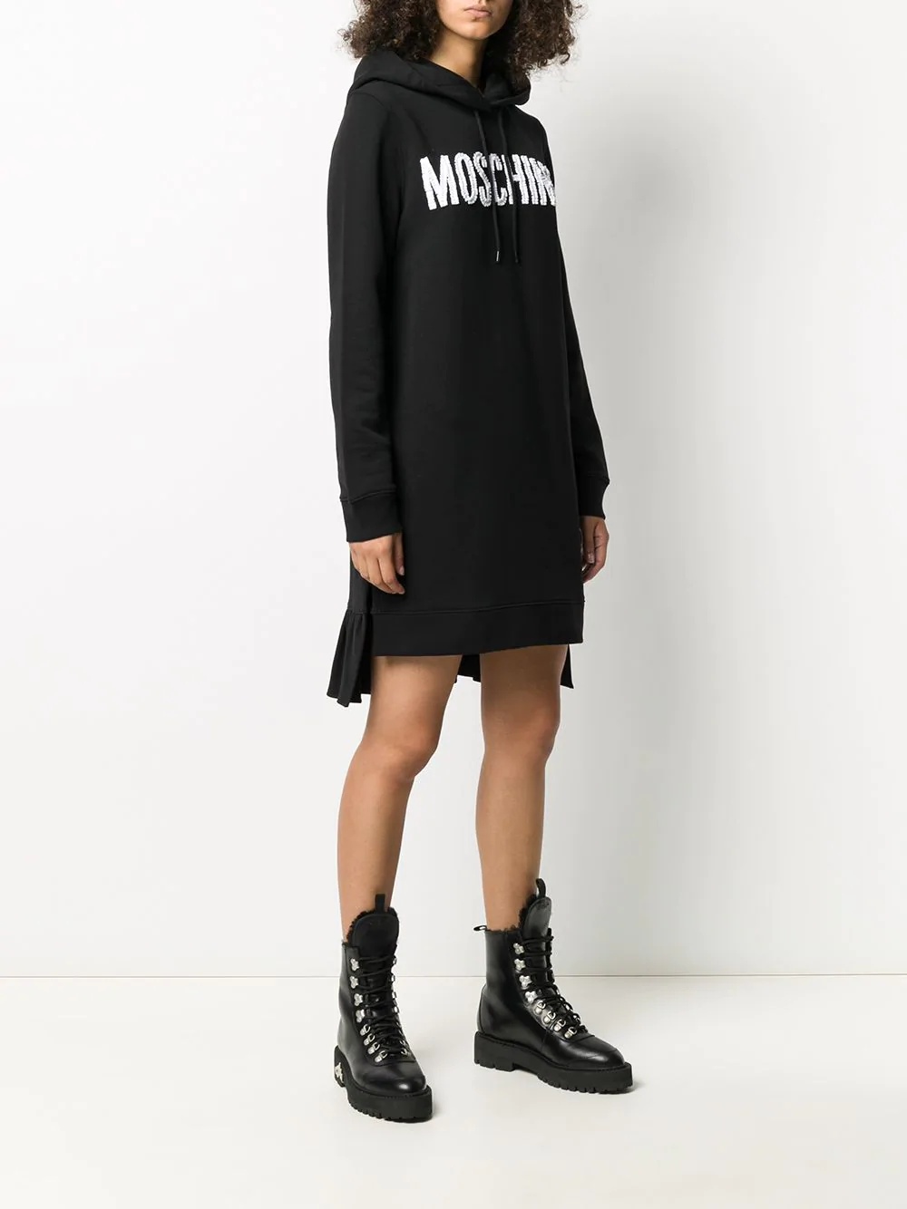 logo print hooded dress - 3