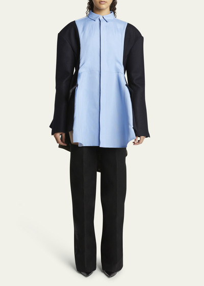 sacai Hybrid Button Down Asymmetric Wool Blouse Blazer Parka outlook