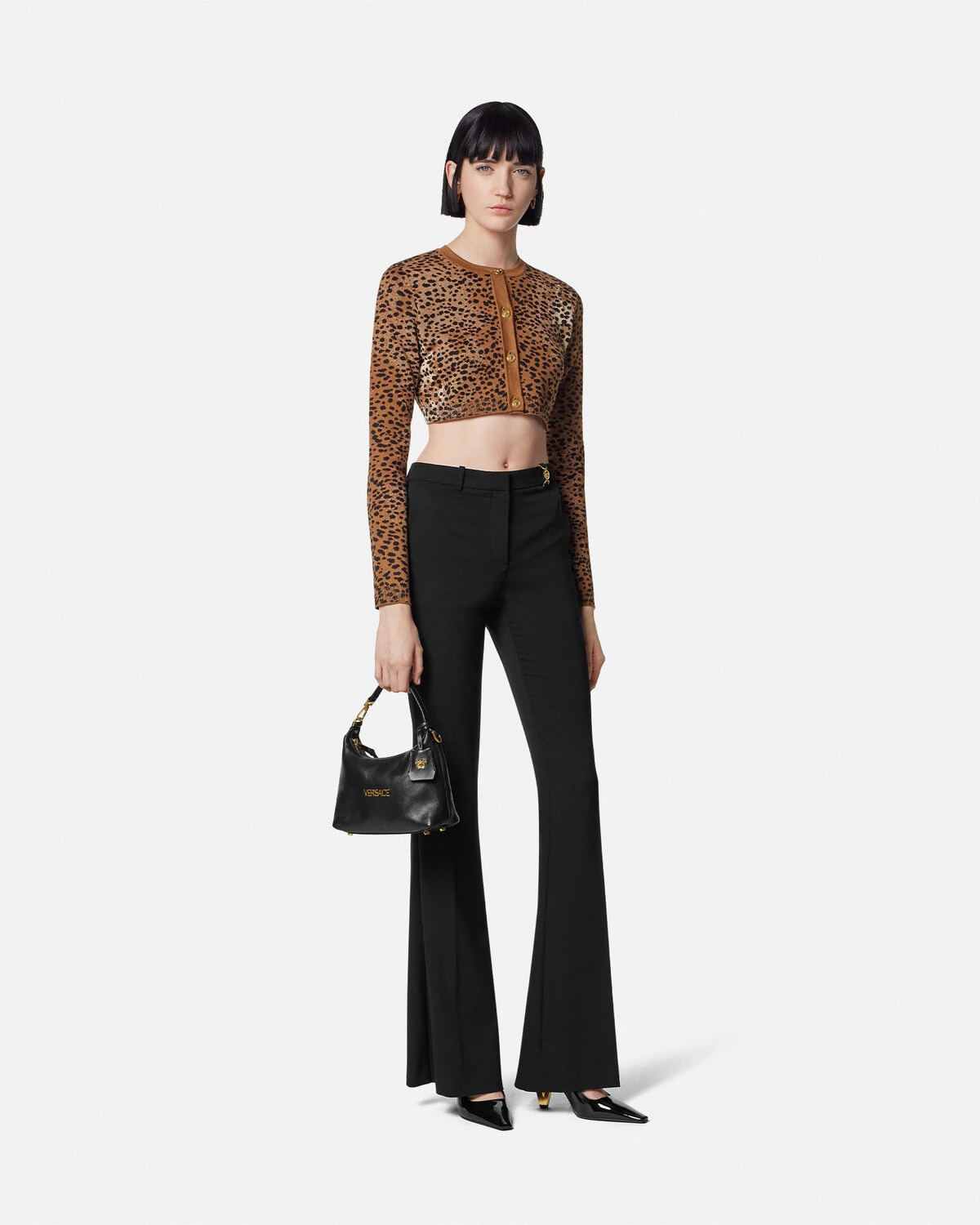 Leopard Wool-Blend Knit Crop Cardigan - 2