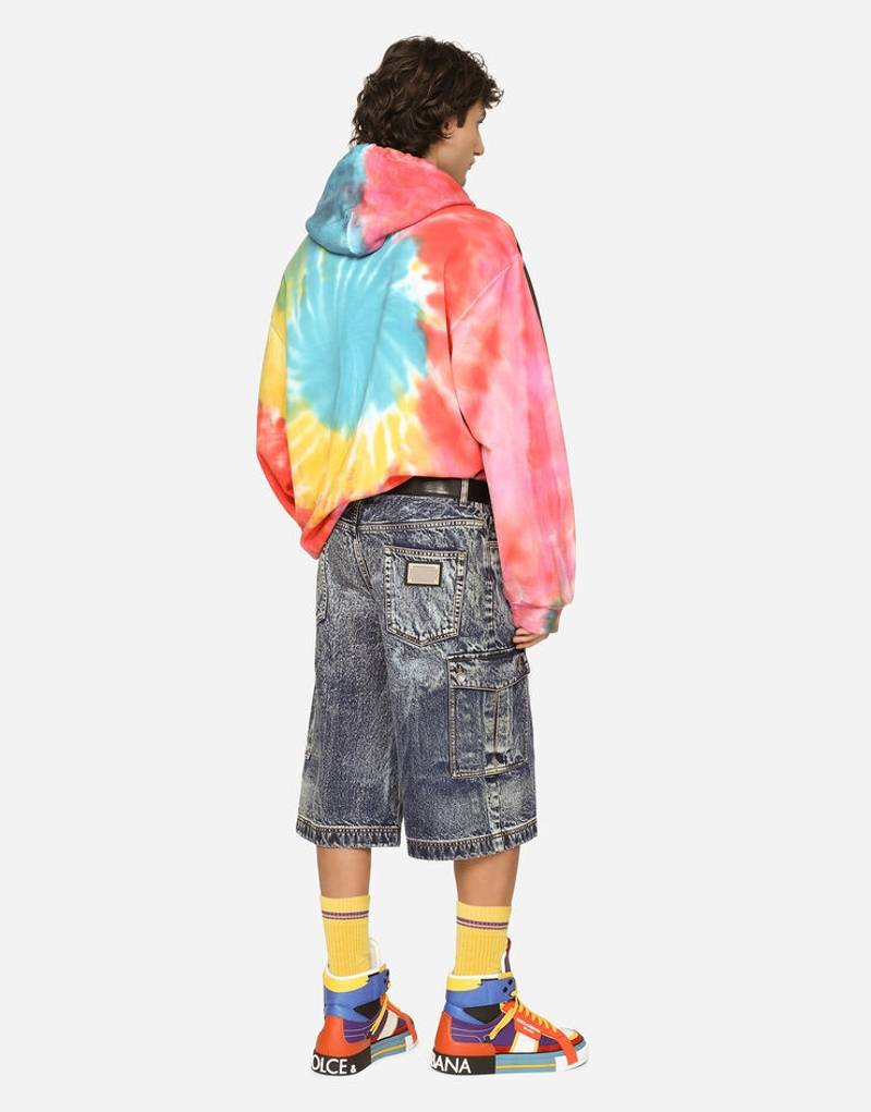 Tie-dye jersey hoodie with print 3