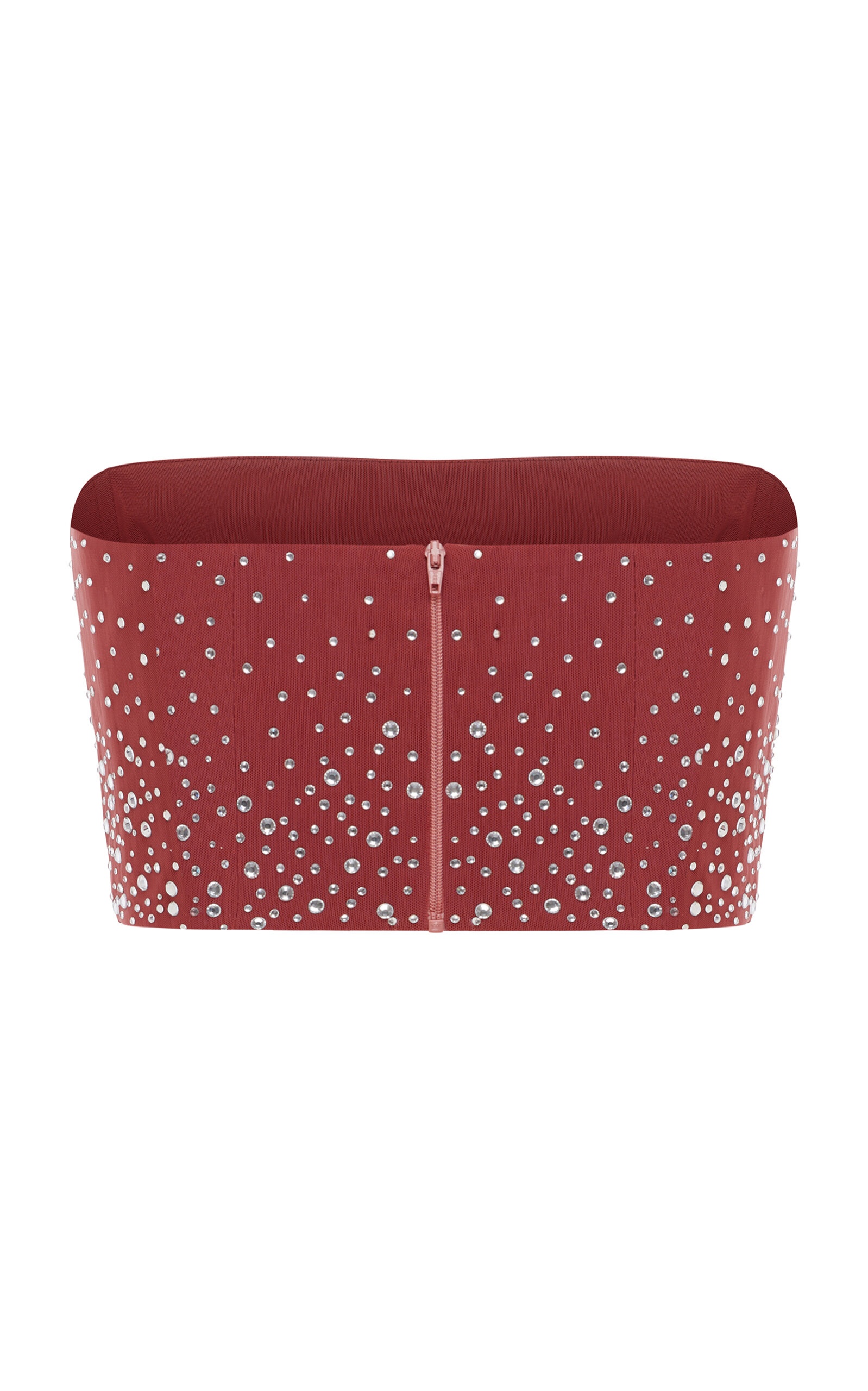 Crystal-Embellished Power Mesh Crop Top red - 3