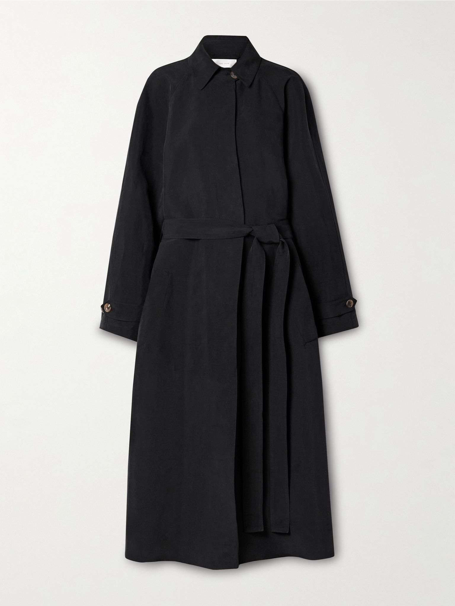 Ryo belted silk trench coat Black - 1