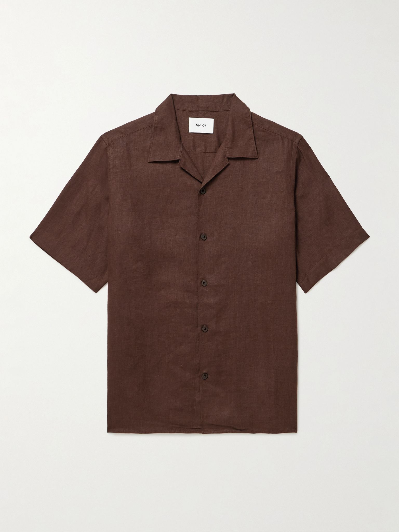 Julio 5708 Camp-Collar Linen Shirt Brown - 1