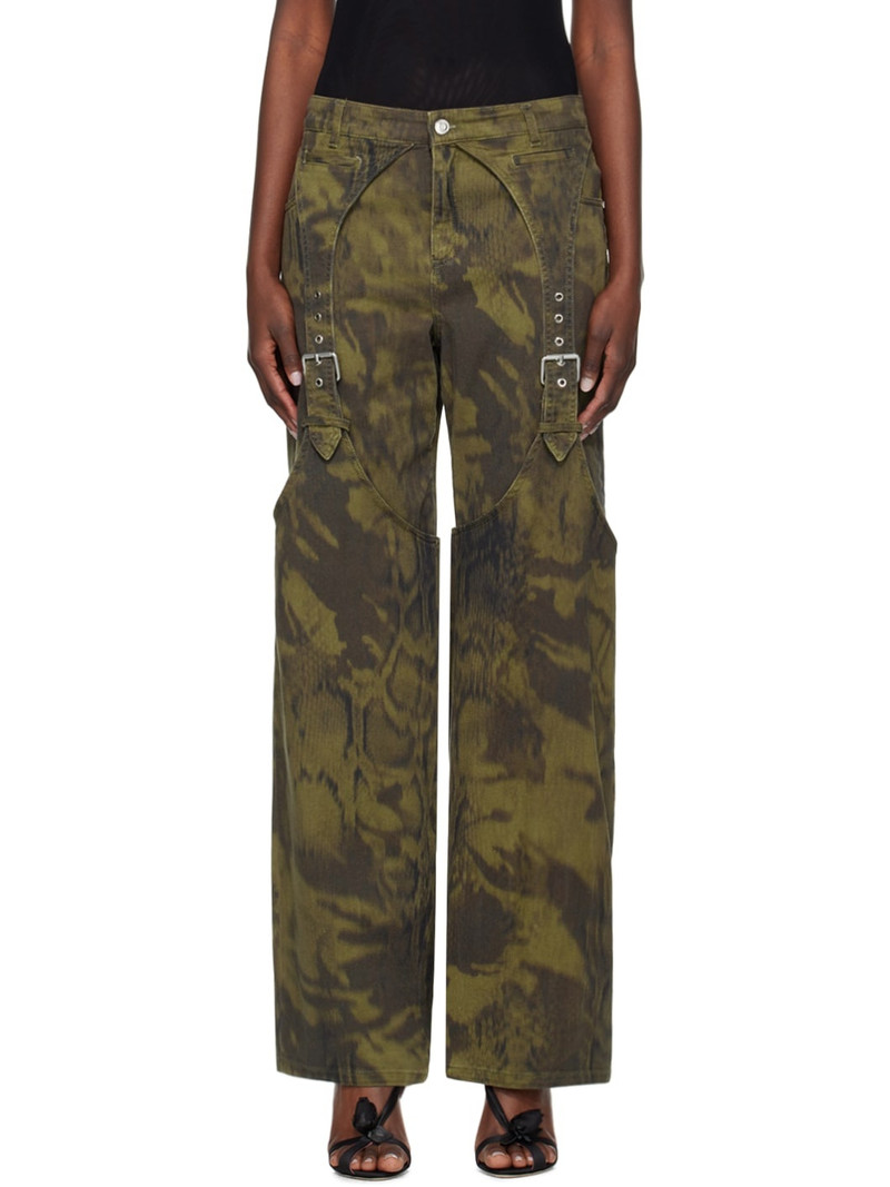 Khaki Pattern Denim Trousers 1