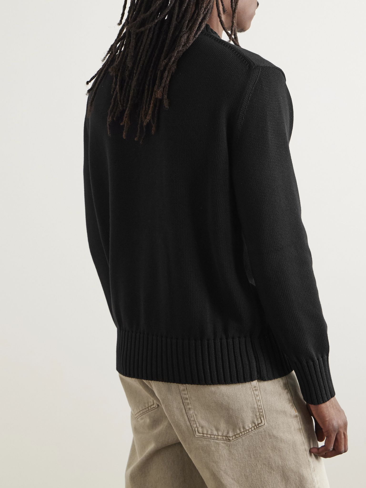 Hollywood Logo-Embroidered Cotton Sweater Black - 3