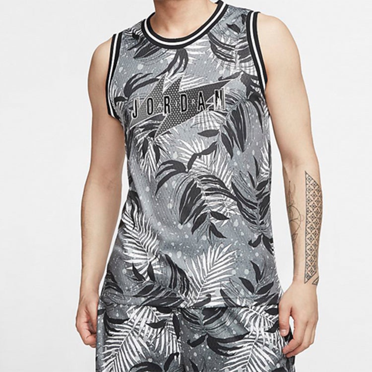 Air Jordan Wings Brown Printing Basketball Vest Gray CJ4315-084 - 3