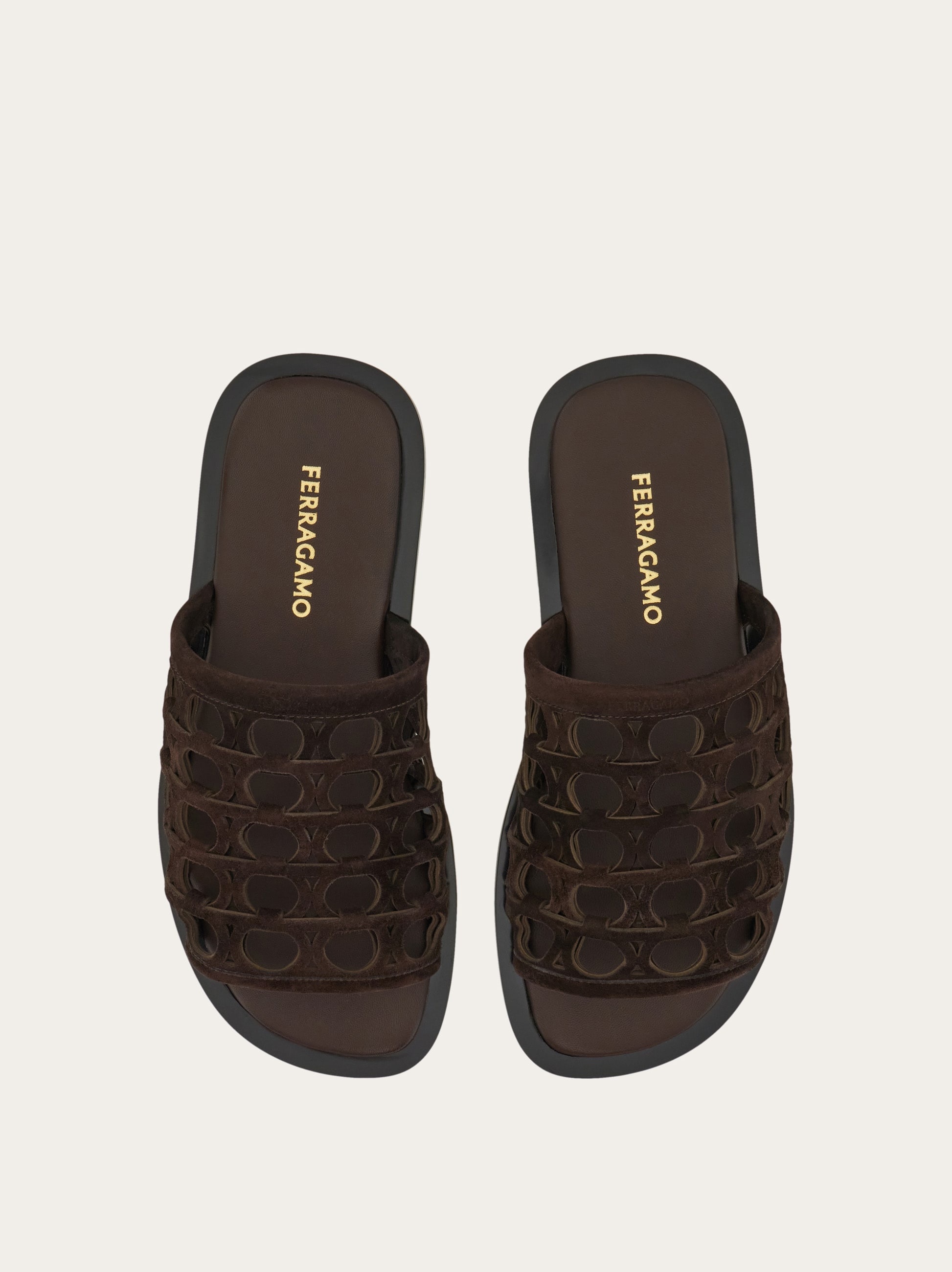 サンダル Salvatore Ferragamo Dark Brown Suede Barbados Slippers Ferragamo Dark Brown Suede Barbados Slippers Salvatore Ferragamo
