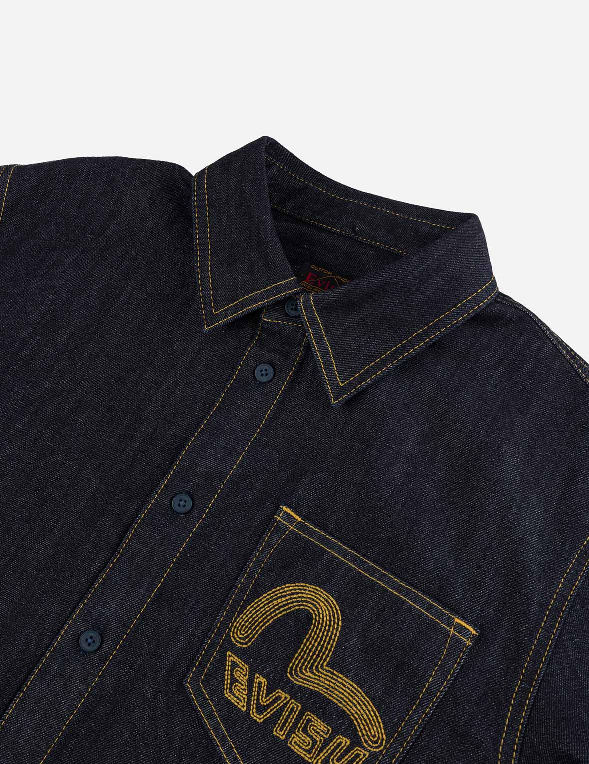 Seagull Embroidery Regular Fit Denim Long-sleeve Shirt - 9