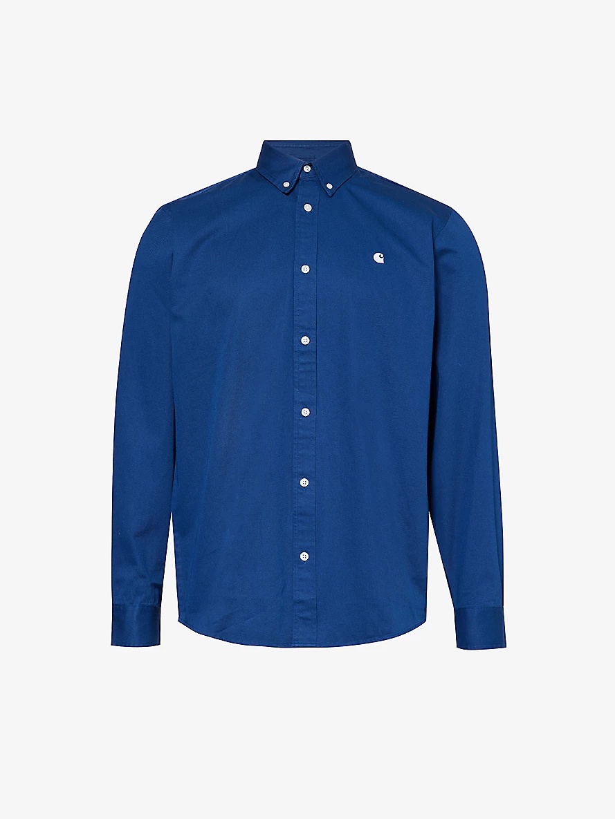 Madison brand-embroidered cotton-twill shirt - 1