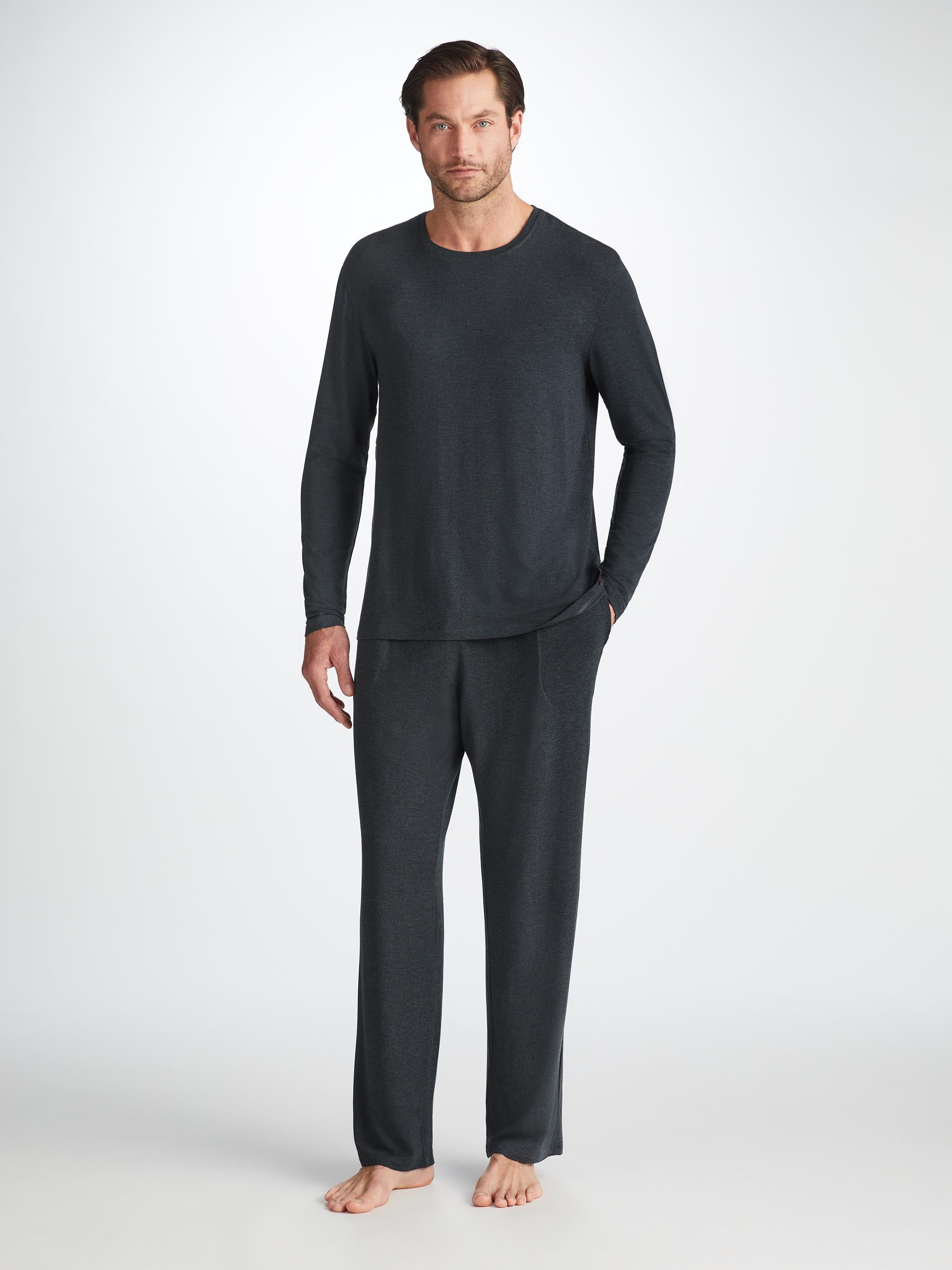 Men's Long Sleeve T-Shirt Marlowe Micro Modal Stretch Anthracite - 3