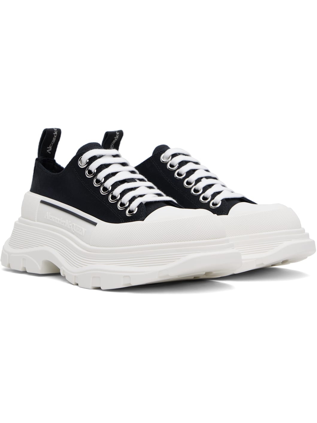 Black & White Tread Slick Sneakers - 4