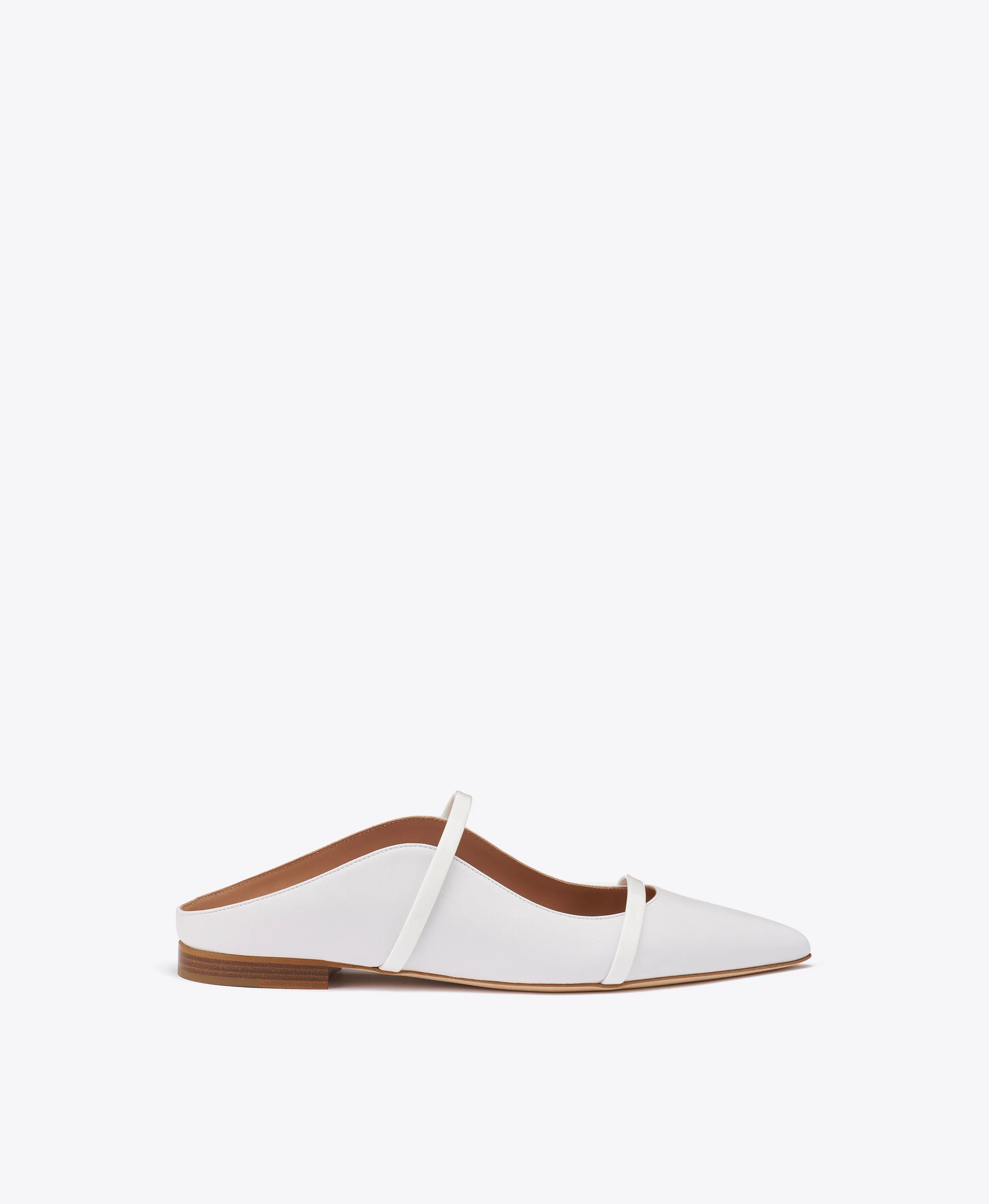 Maureen White Leather Flat Mules - 1