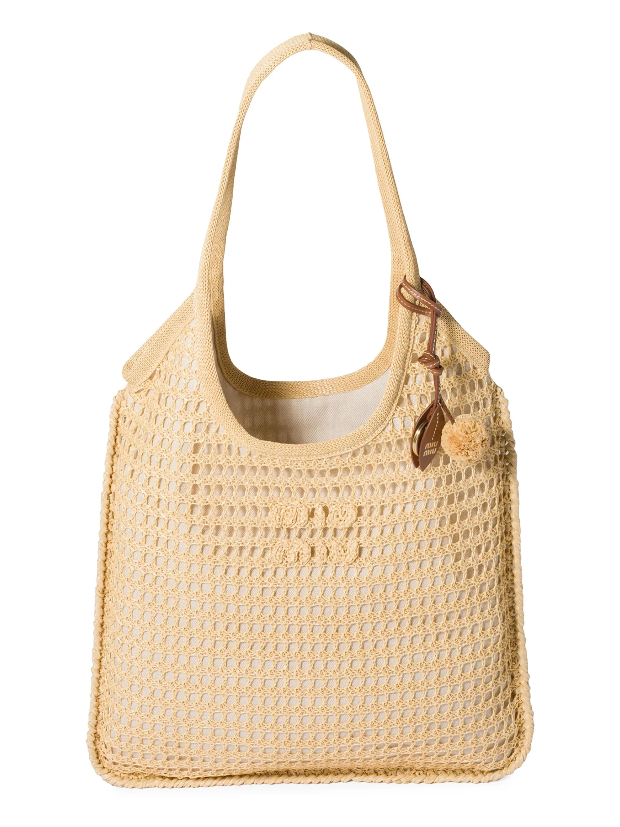 Women's Ivy Raffia Crochet Shoulder Bag - Beige Khaki - 1