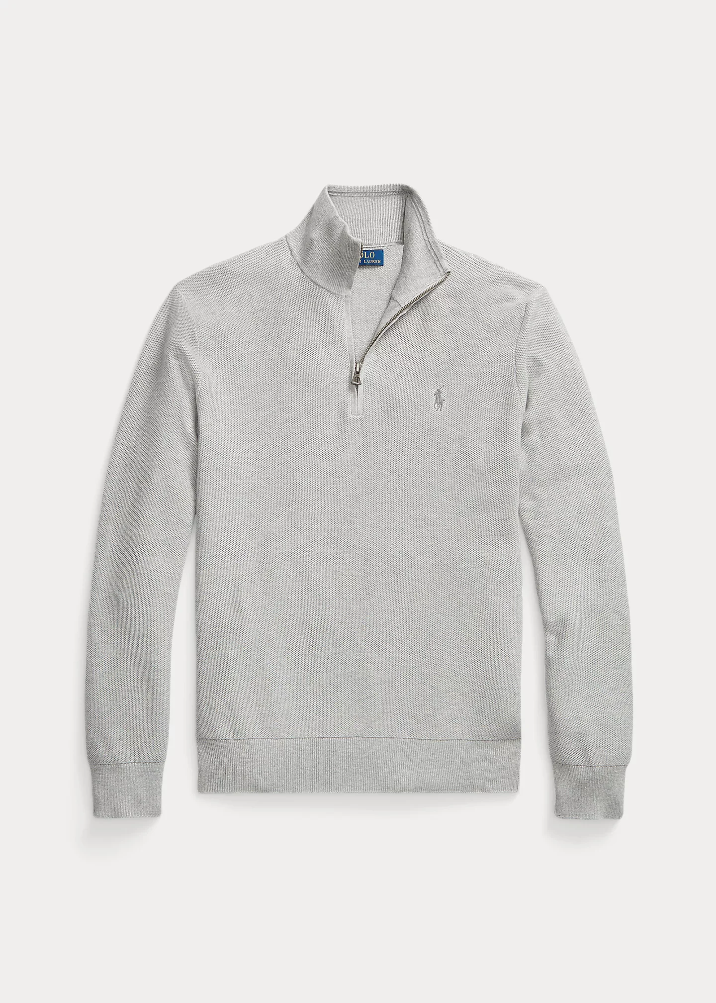 Mesh-Knit Cotton Quarter-Zip Sweater - 1