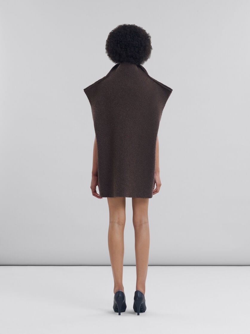 RIBBED BROWN WOOL VEST - 3