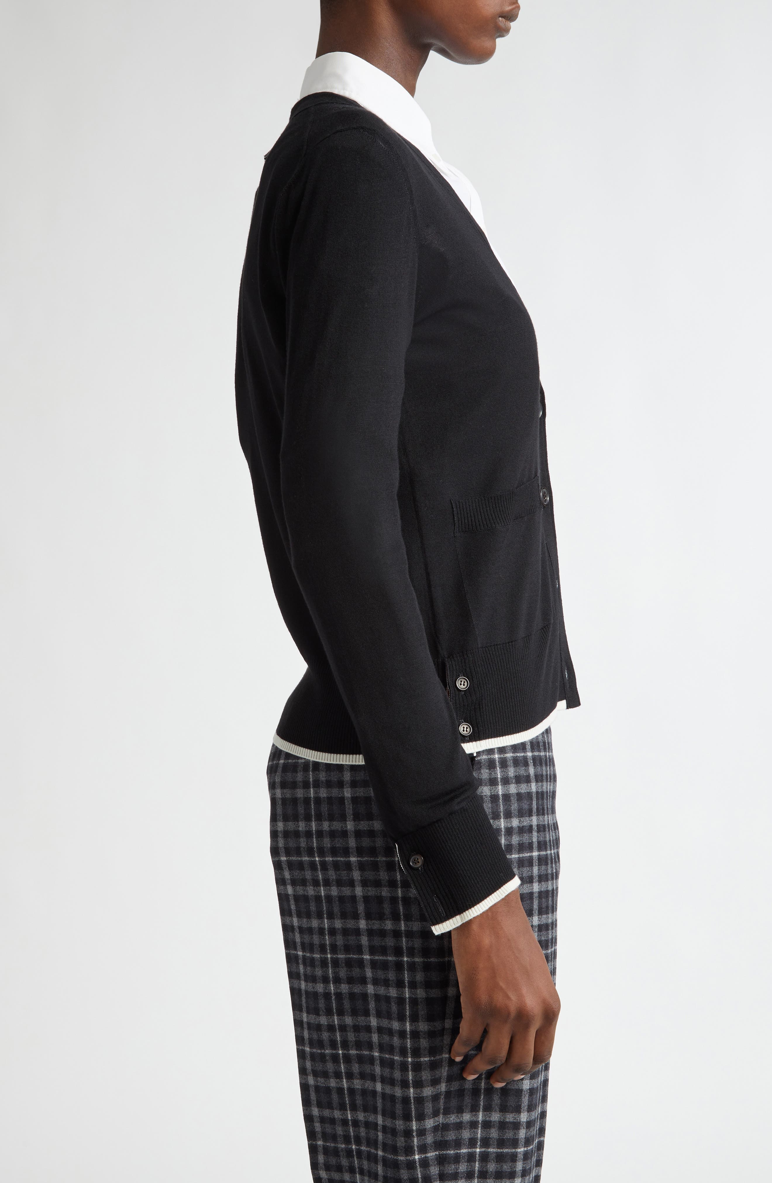Thom Browne 4-Bar Virgin Wool Cardigan in Black at Nordstrom - 4