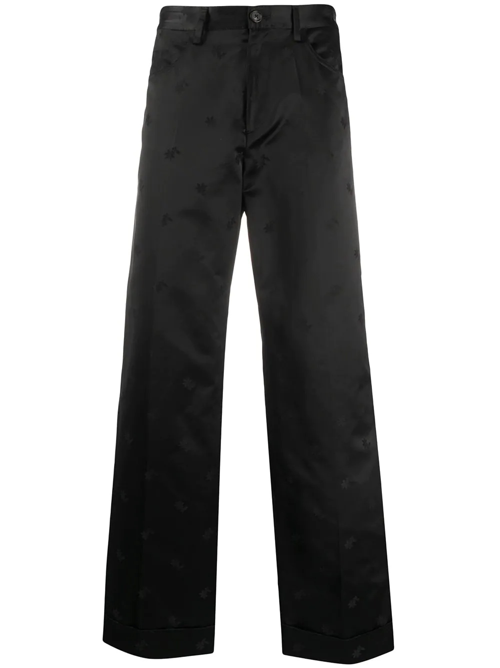 satin turn up cuff trousers - 1