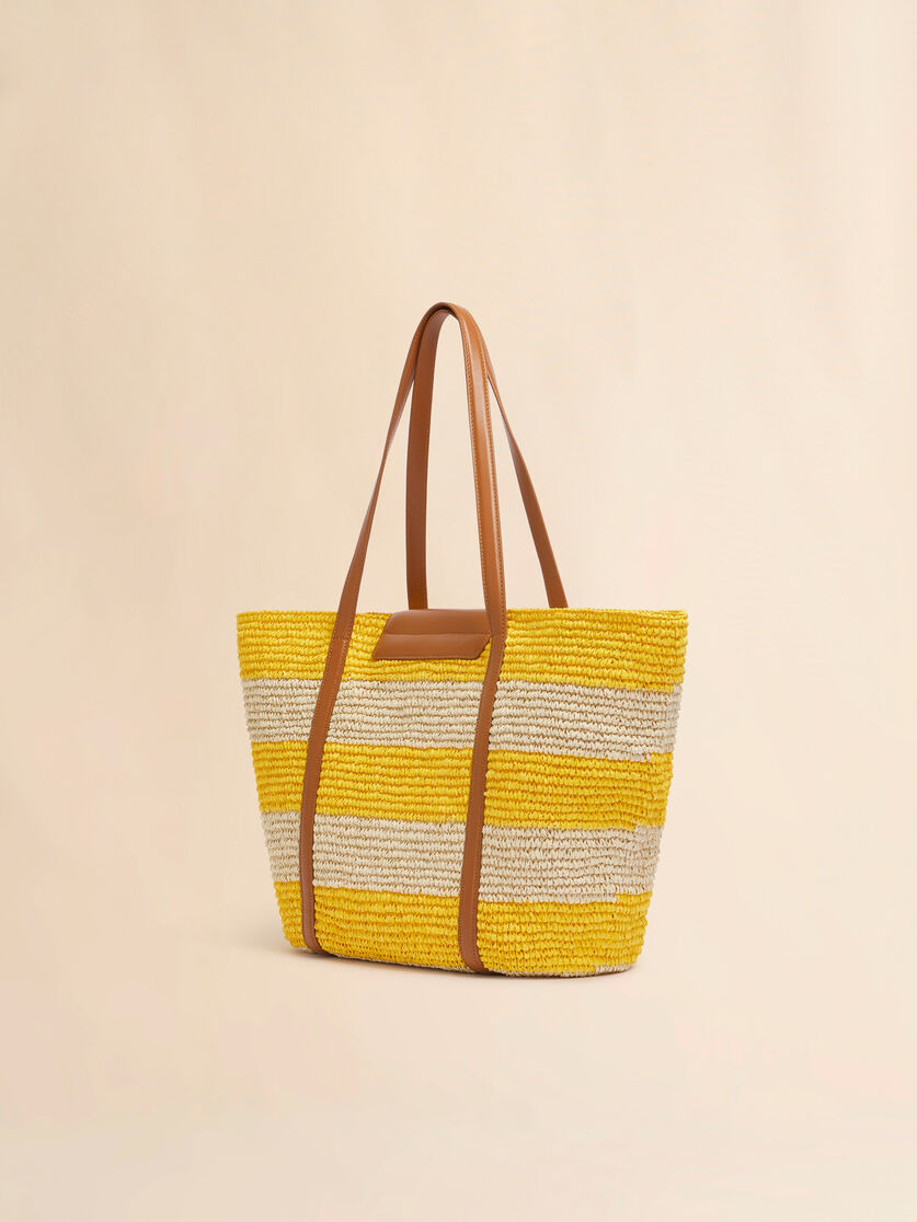 MEDIUM YELLOW STRIPE RAFFIA-EFFECT TRUNKAROO BEACH BAG - 3