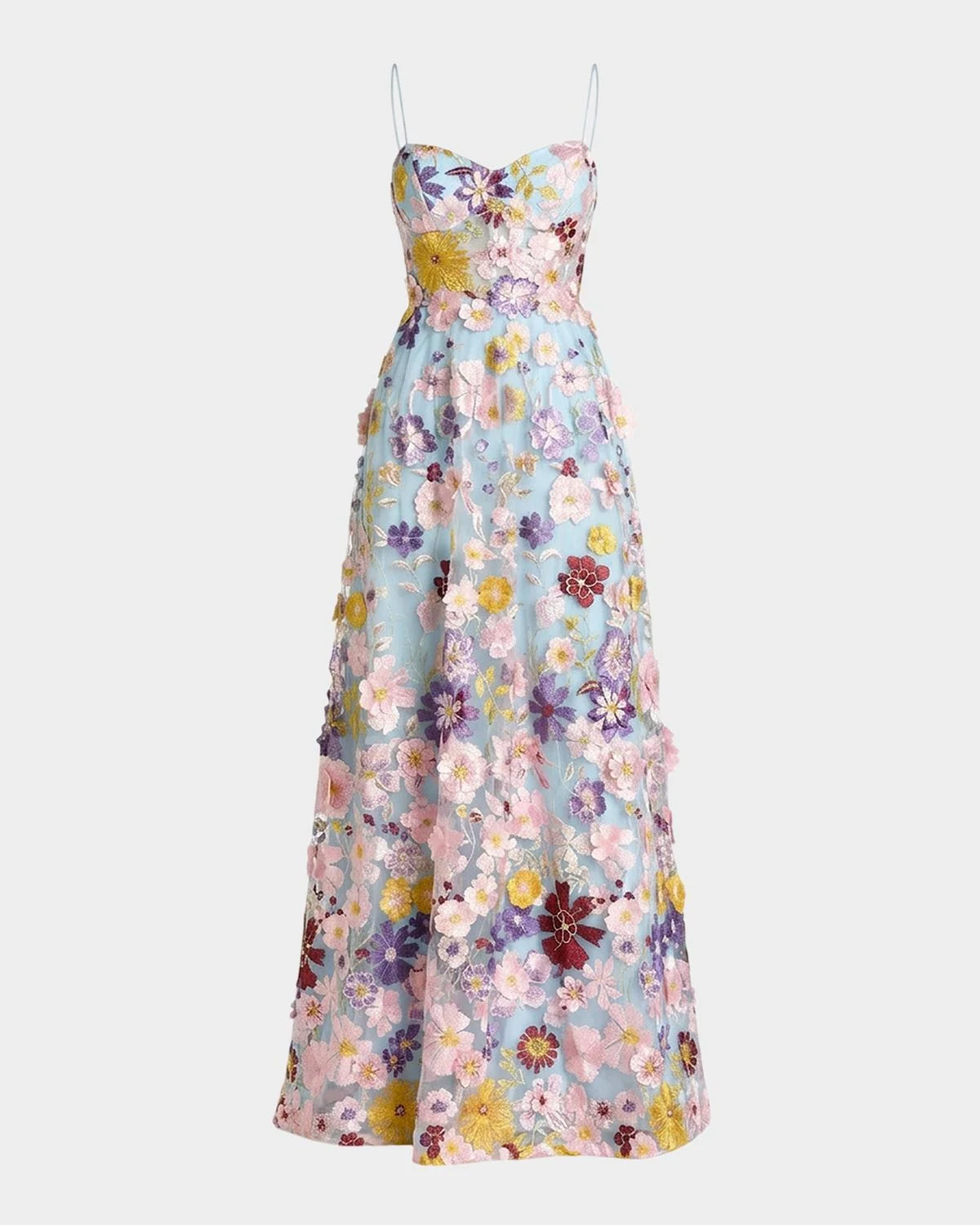 Floral Applique A-Line Bustier Gown - 1