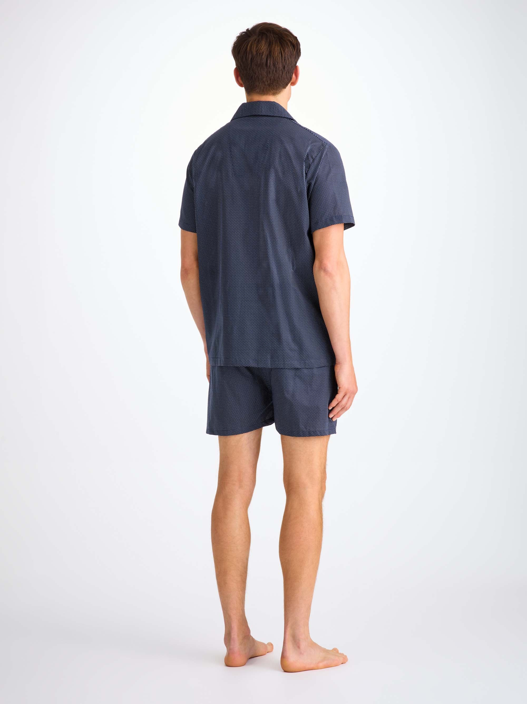 Men's Short Pyjamas Plaza 21 Cotton Batiste Navy - 4