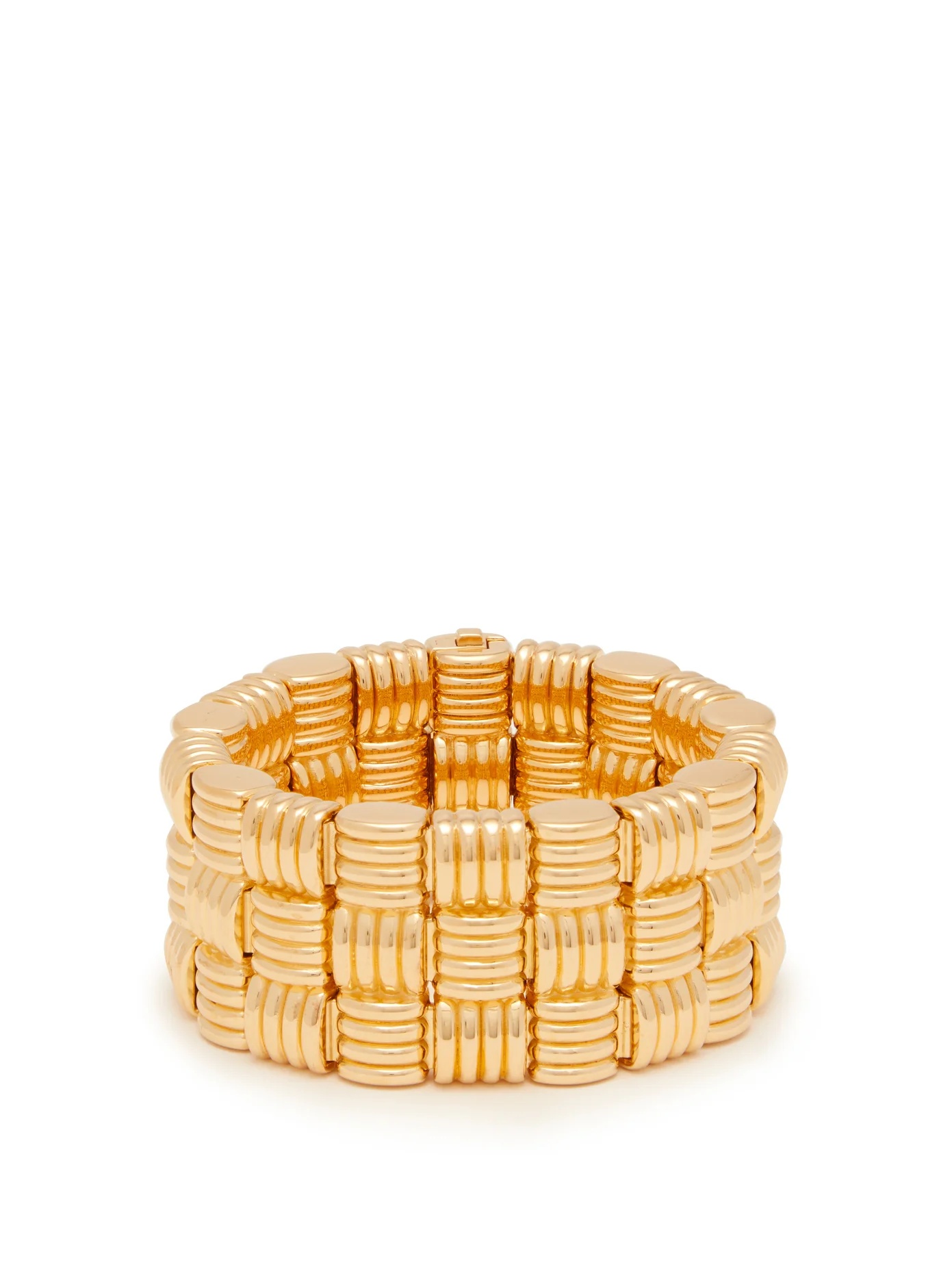 Intrecciato-woven gold-plated cuff - 1