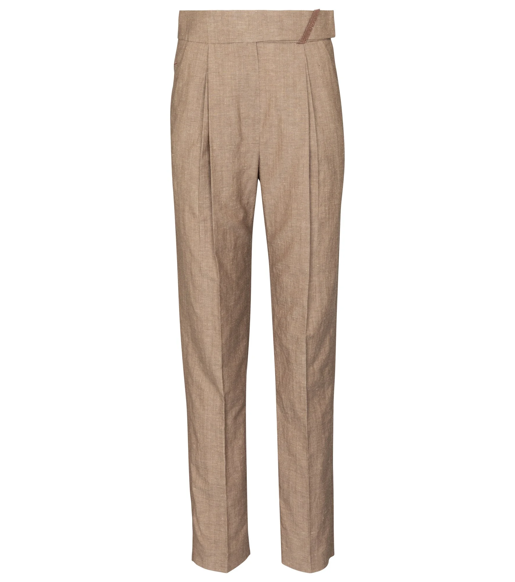 High-rise straight wool and linen pants - 1