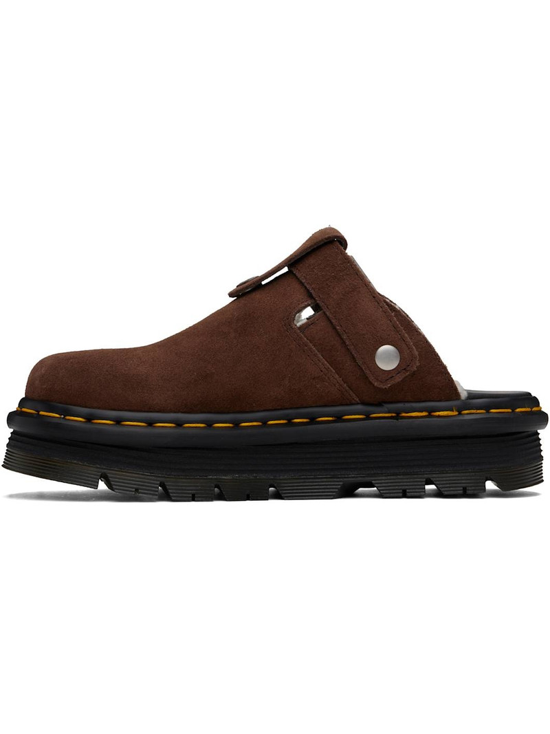 Dr. Martens Brown Zebzag Suede Slingback Platform Mules outlook