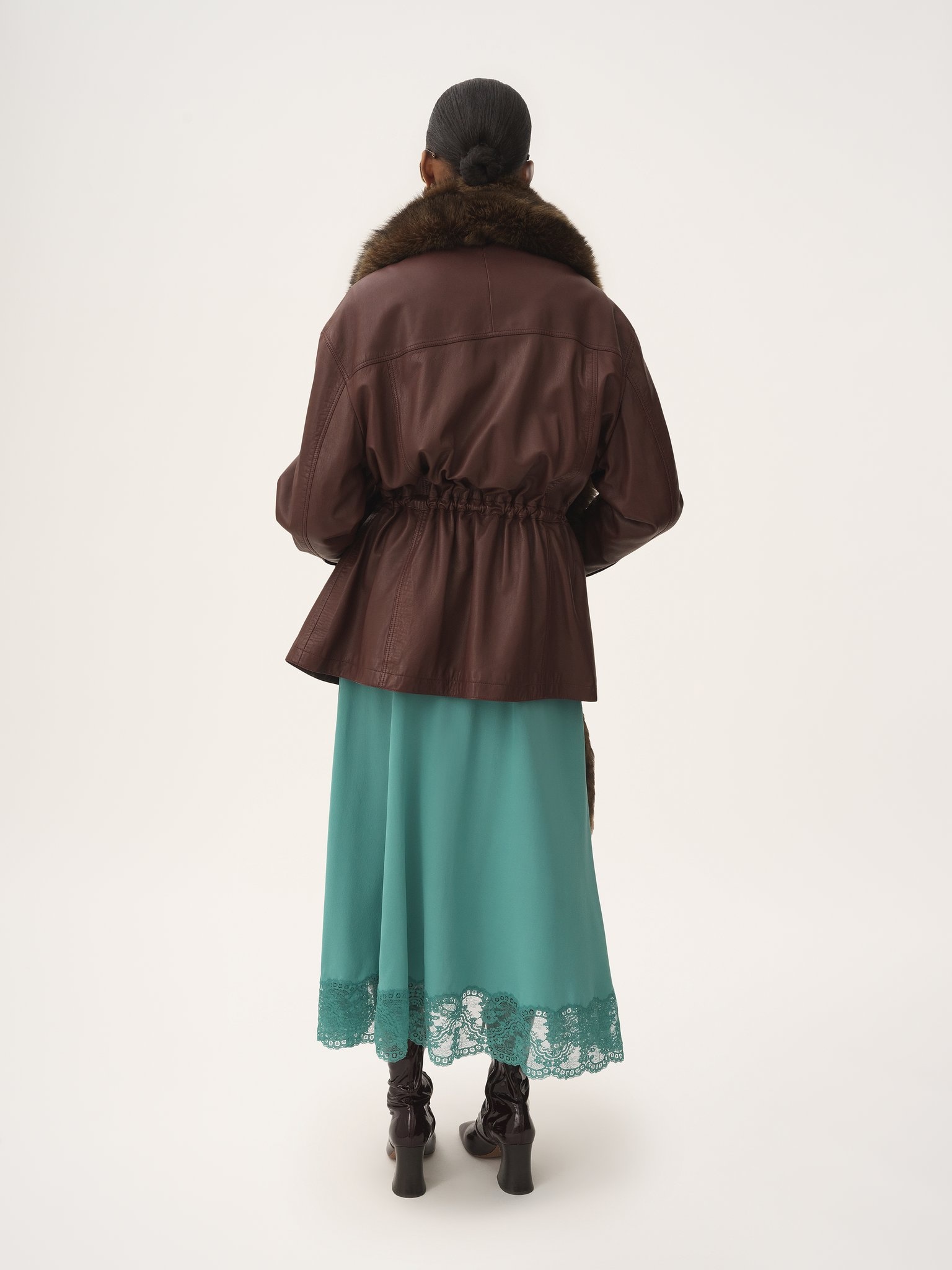 HIGH-NECK PARKA IN LEATHER - 5