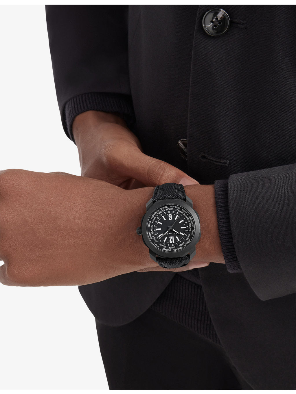 OC41BSDLCRWT Octo Roma WorldTimer stainless-steel DLC and rubber automatic watch - 3