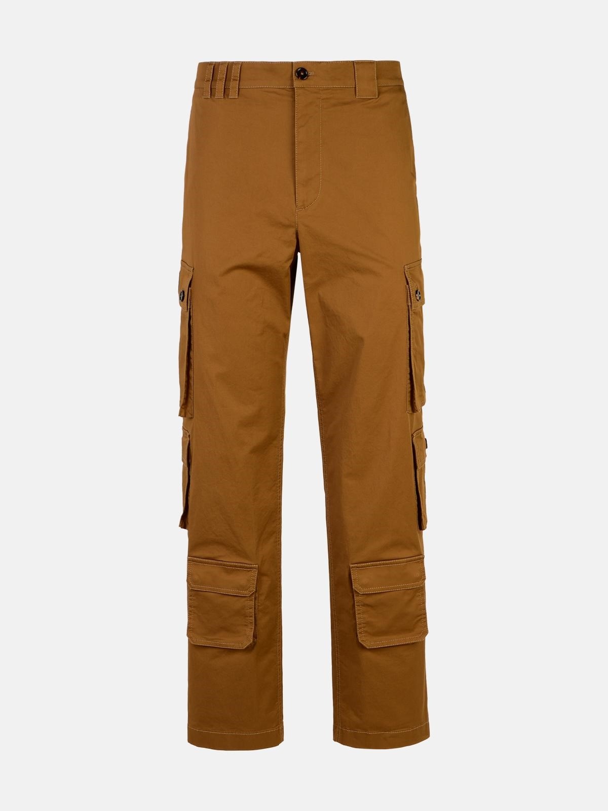 BROWN COTTON CARGO PANTS - 1